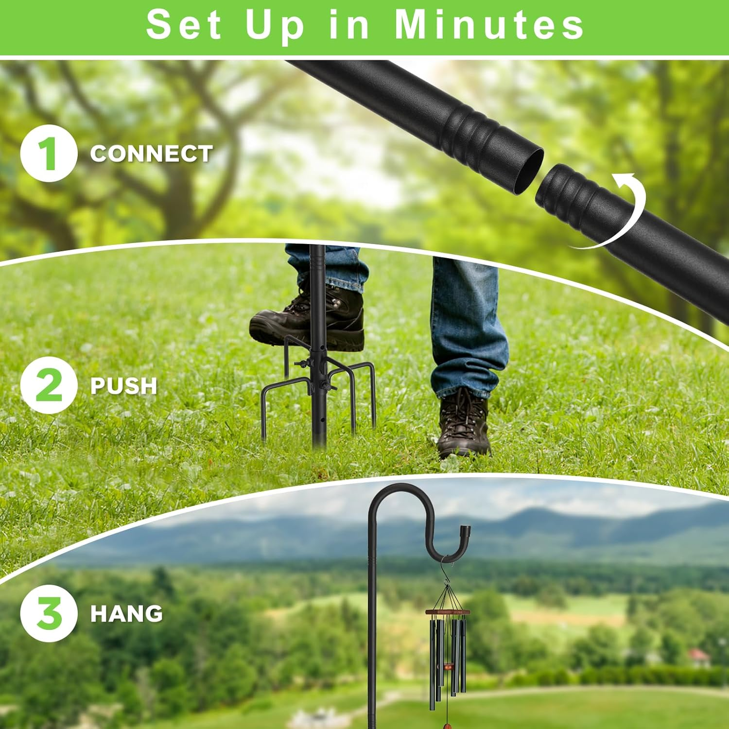 Bird Feeder Pole, 78" Shepherds Hooks for Outdoor Heavy Duty, Hummingbird Feeders Stand for Hanging Plants, No-Rust Shepherd Hook Hanger Stick with Stable 5-Prong Base for outside Garden Yard Wedding image number 6