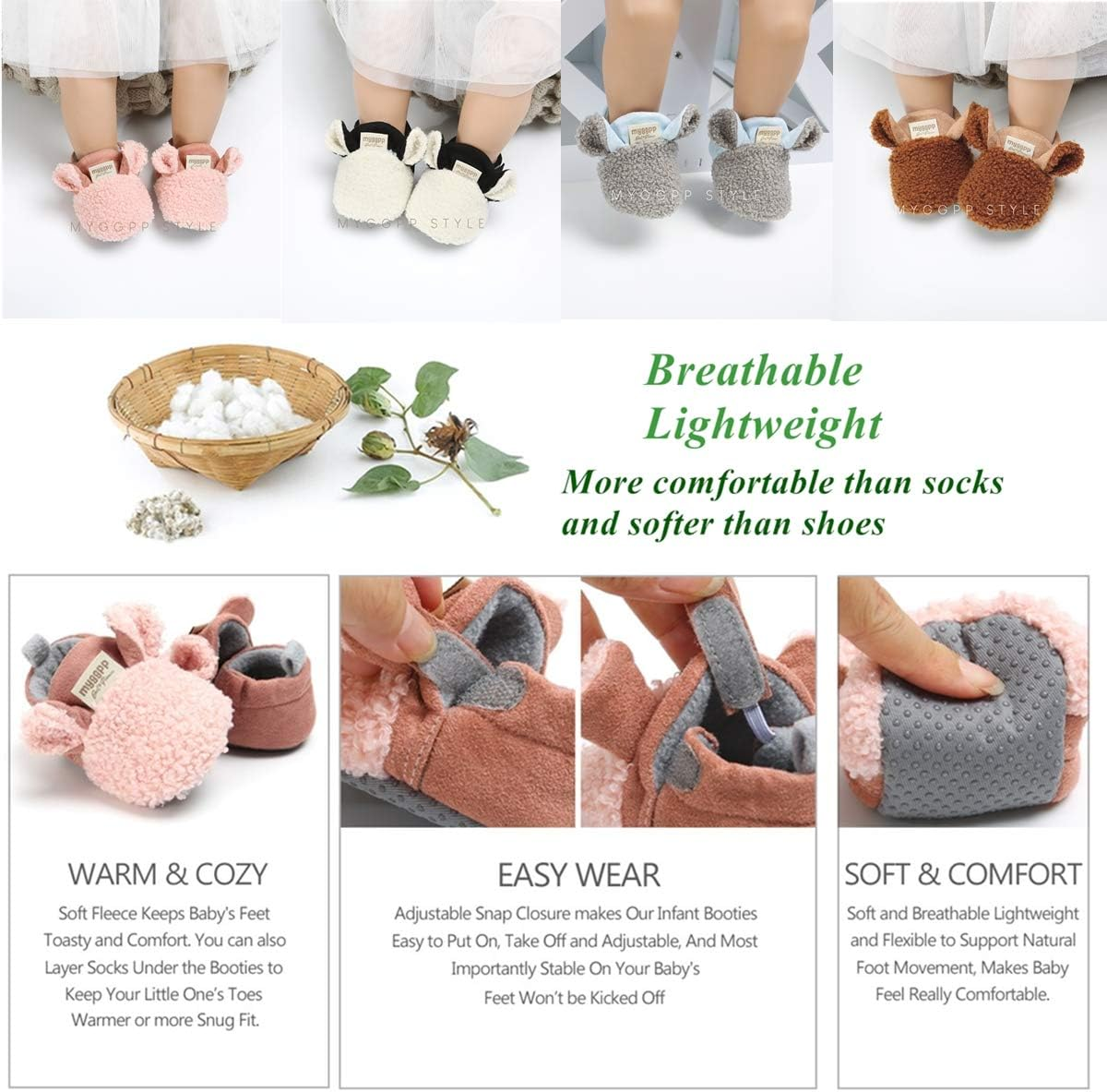Baby Girl Boots Cozy Fleece Booties Winter Baby Girl Wedding Dress Shoes Soft Warm Newborn Crib Shoes image number 5