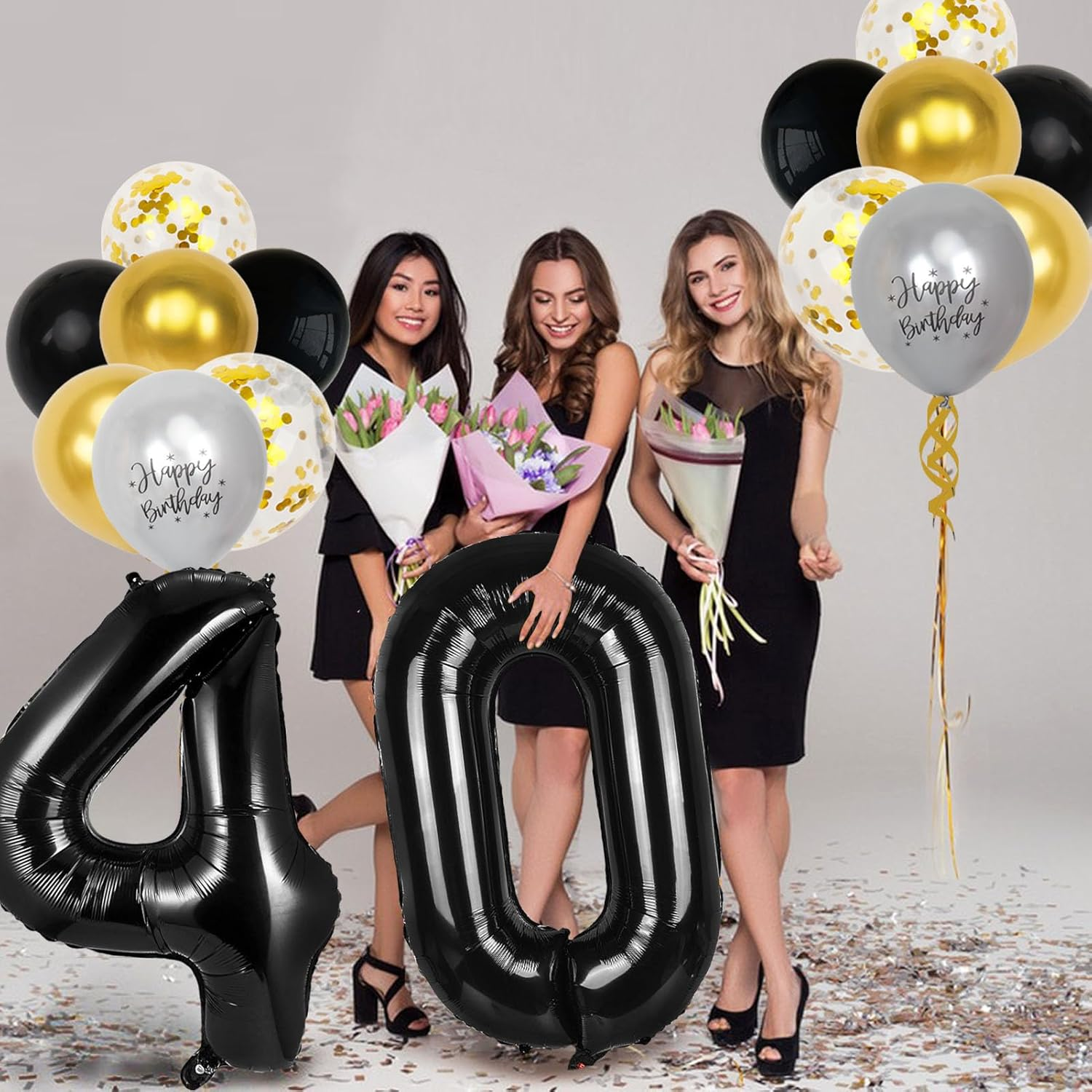 40Th Birthday Decorations for Men Women, 40 Inch 40 Balloon Numbers, 18 Pcs 12 Inch 40Th Birthday Decoration Balloons for 40Th Men Women Birthday Anniversary Party Decoration image number 5