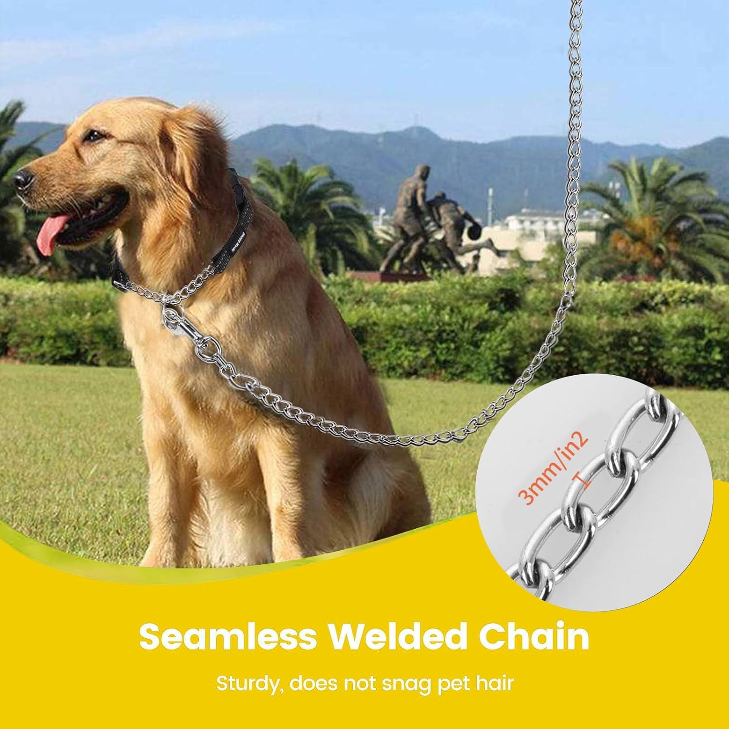 VCCLFSIA Chain Dog Leash, 6FT/1.8M Heavy Duty Metal Dog Leash with Soft Padded Handle, Chew Proof Pet Leash for Large & Medium Size Dogs image number 1