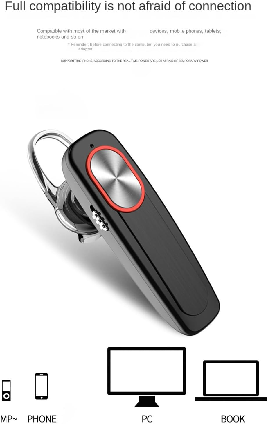 Wireless Headphones - Clear Audio Ear Hook Headphones, Single Long Battery Life Wireless Earphones | Earphones for Family Friends Running Workout Swimming Gym Sports Outdoor Fitness Cycling image number 2