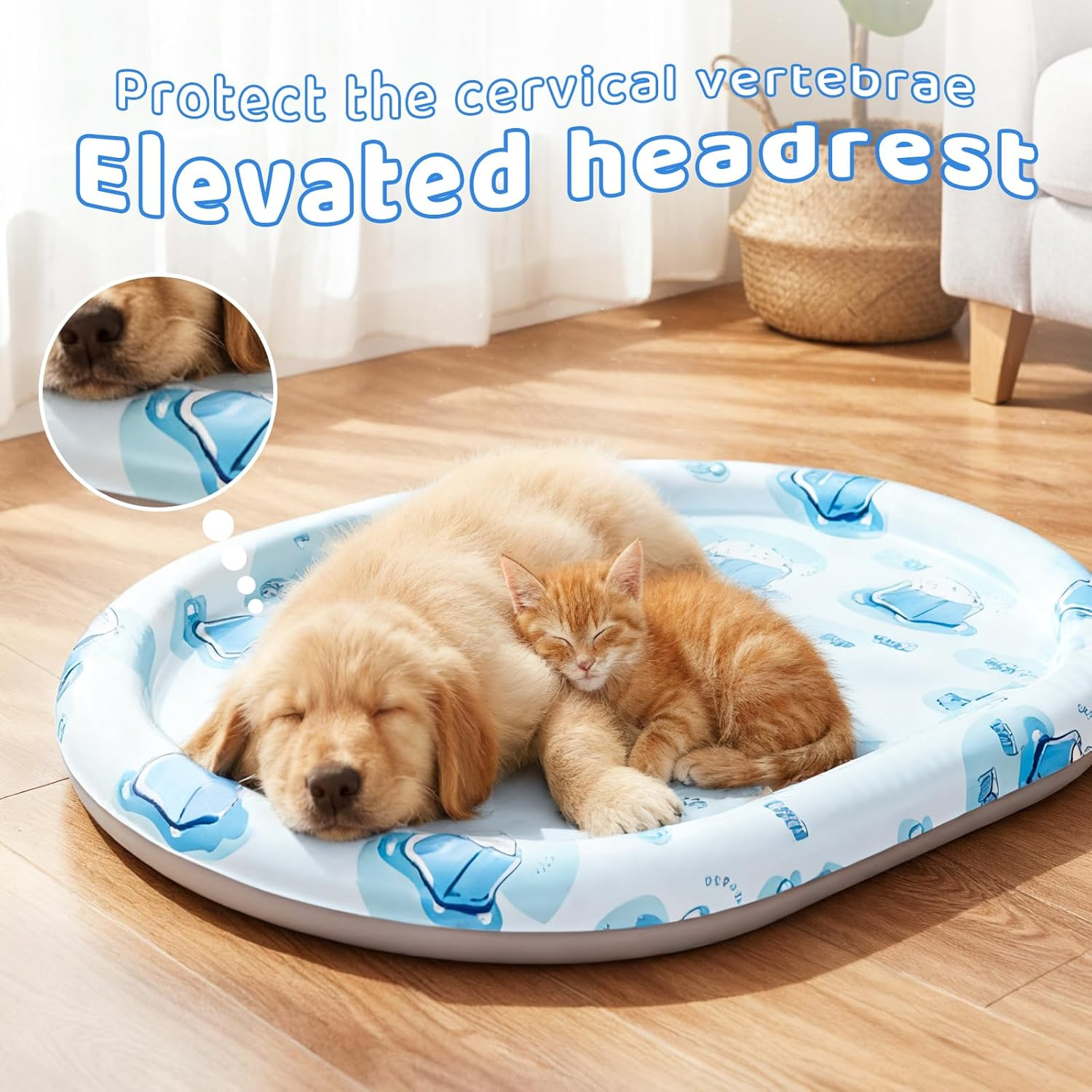 LOVELEDI Dog Cooling Mat - Durable Pet Cooling Pad for Small/Medium Dogs & Cats, Ultra-Comfortable 72X57Cm Dog Sofa Cooling Bed, Endothermic & Easy Clean Portable Ice Mats for Indoor Outdoor Summer image number 3