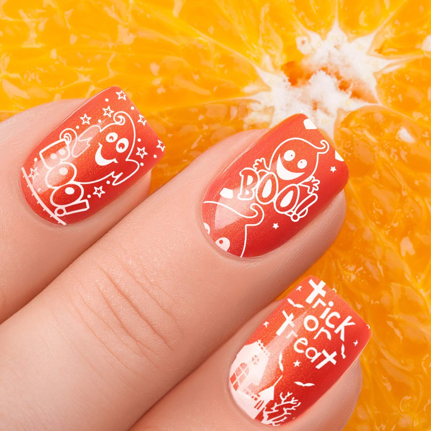 Whaline 4 Pieces Christmas Nail Art Plates and Halloween Nail Art Plates Image Stamp Templates Stamping Kit DIY Print Manicure Salon Design Style 2 image number 1