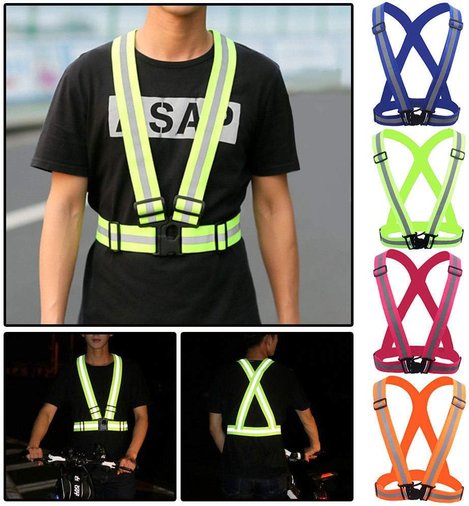 SENRISE Reflective Night Running Vest, Neon Yellow, Blue, Orange, Pink, One Size, 360&deg; Visibility, Adjustable, Lightweight, Unisex Adults & Children, Outdoor Enthusiasts, Vest - Blue image number 3