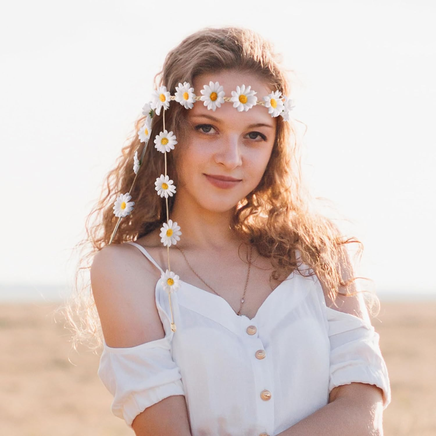 TAXTYHRE Sunflower Hair Accessories, Sunflower Headband, Fashionable Goose Flower Hair Accessories, Adjustable Flowers Headband for Women Girls Beach Wedding Carnival Party White image number 1