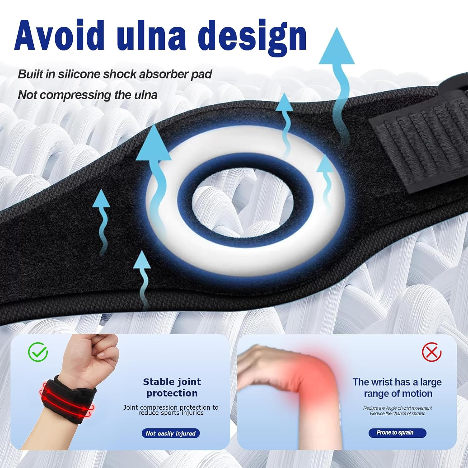 TFCC Wrist Brace Wrist Widget - Adjustable Flexible Wrist Straps with Holes, Hand & Wrist Support for Weight Bearing Strain Sport Pain Relief, Fits TFCC Tears, Left & Right Wrist Band (L/XL) image number 1