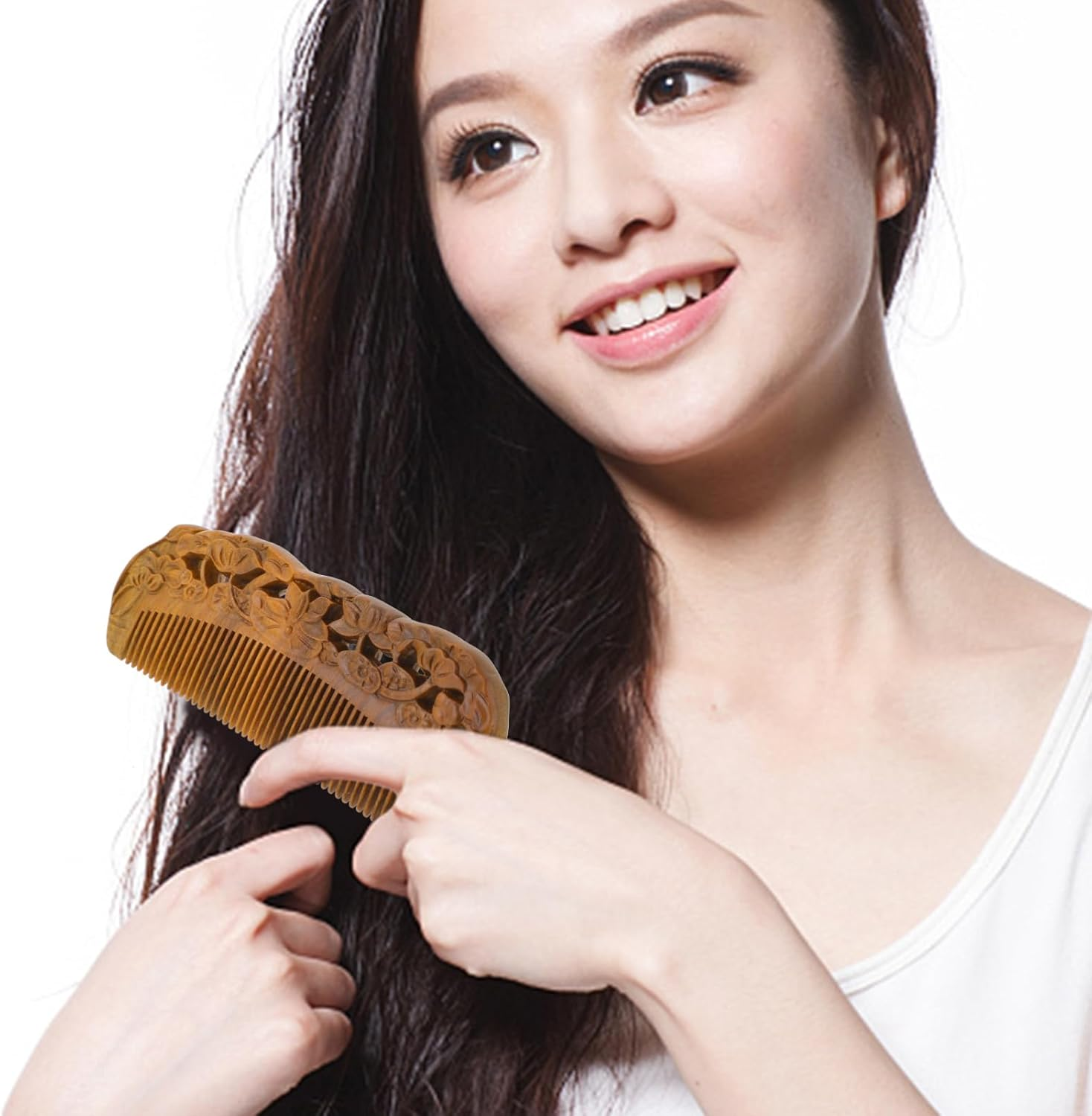 WRITWAA Natural Sandalwood Detangler Brush Wide Tooth Fashionable Home Hair Care