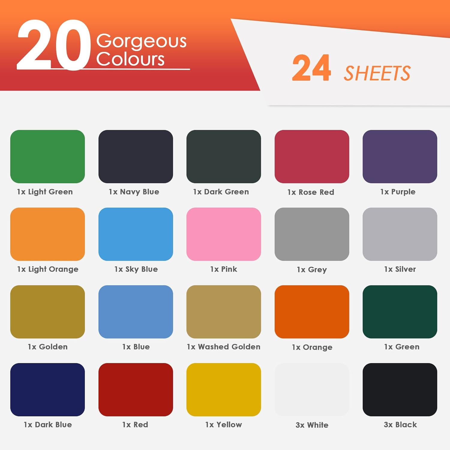 Avarrix Australia HTV Heat Transfer Vinyl Stickers - 10"X12" - 24 Sheets Pack - 20 Colours - Iron on Variety Bundle for Easy Press Heat Press image number 5