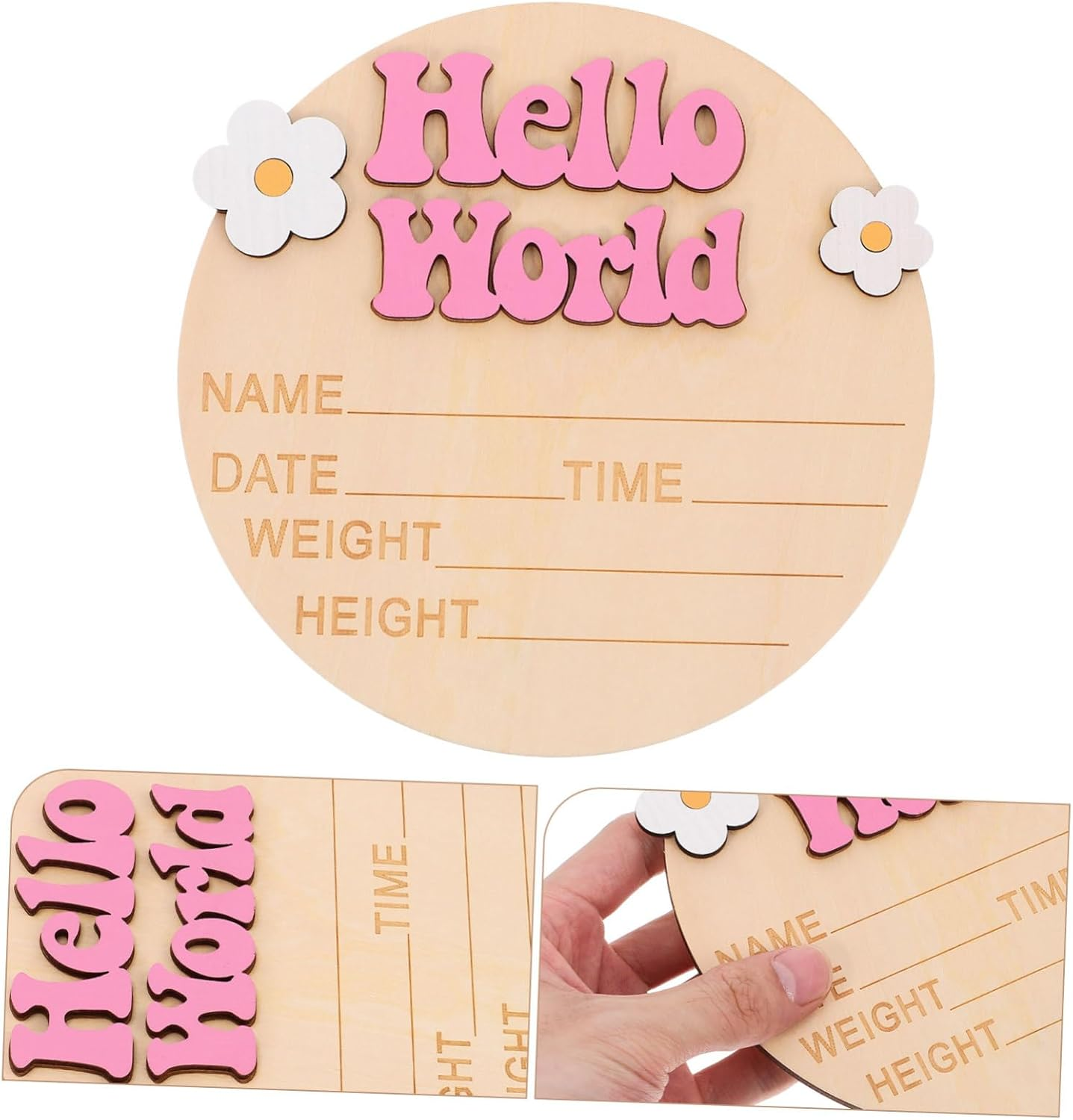 Milestone Card for Newborn Shower Announcement Sign Name Plate Decorative