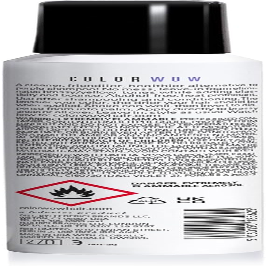 COLOR WOW Color Control Purple Toning + Styling Foam &ndash; Instantly Rids Blonde & Gray Hair of Brassy, Yellow Tones; Alcohol-Free, Crunch-Free Styling
