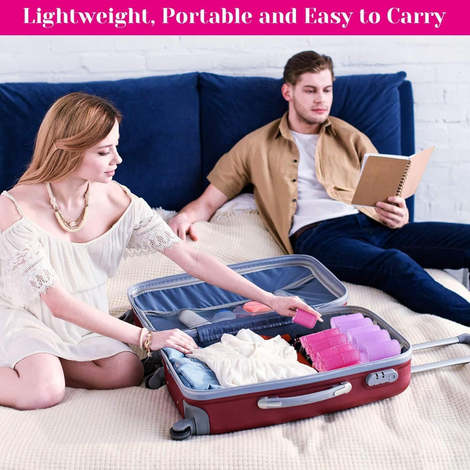 Hair Curlers Rollers, JOVALA 36PCS Velcro Jumbo Big Hair Roller Sets with Stainless Steel Duckbill Clip Self Grip for Long Medium Short Thick Thin Hair Bangs Volume image number 5