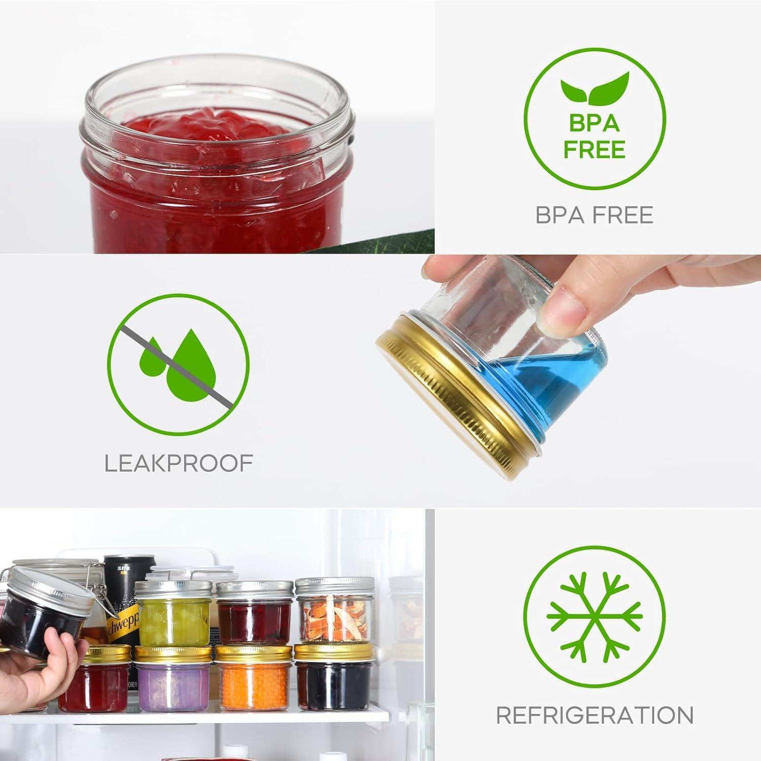 12 Pack 4 Oz Glass Jars with Golden Lids, Regular Mouth Mini Mason Jar, Canning Jars for Baby Food, Honey, Jam, Jelly, Wedding Favor, Shower Favor, Body Butters, Spice image number 6