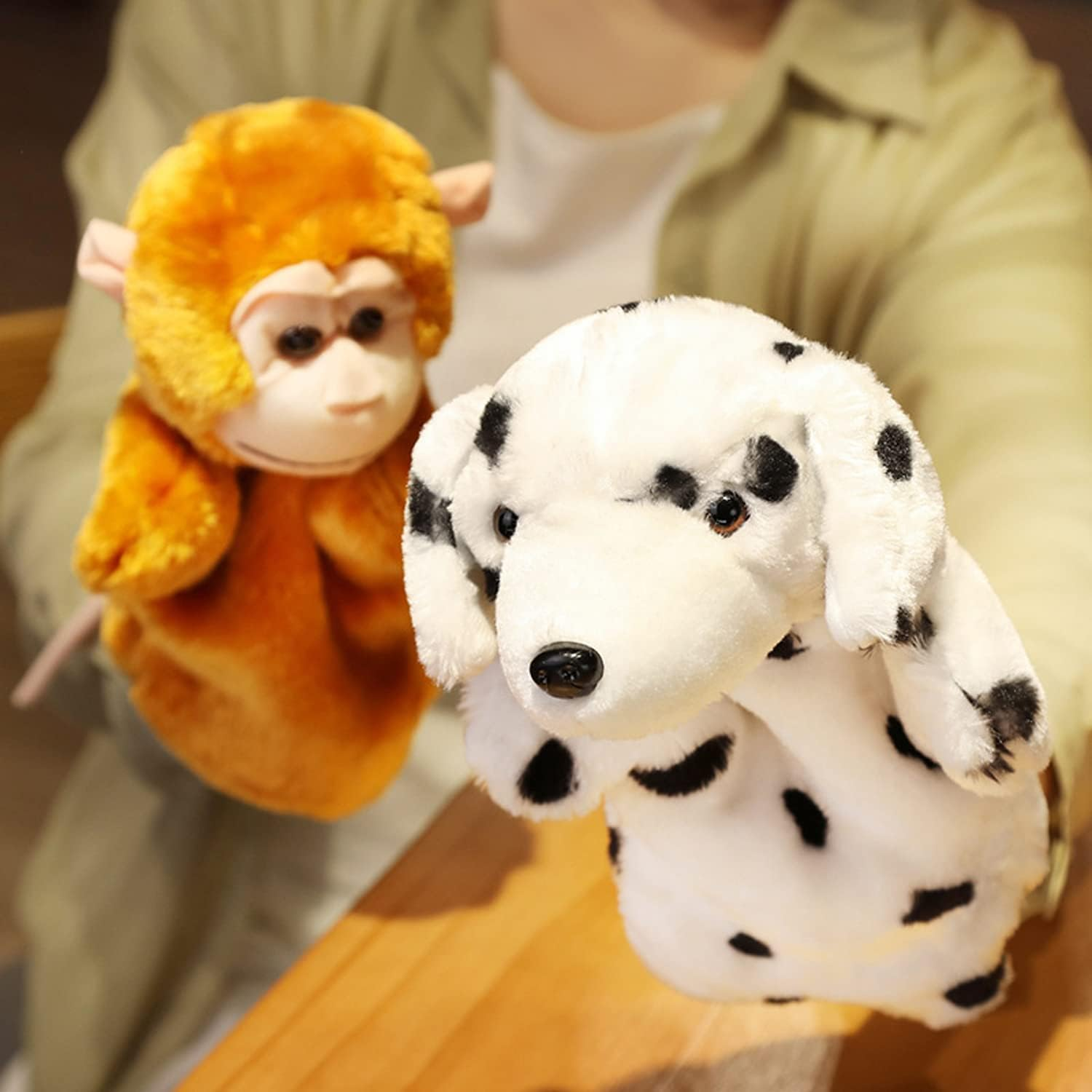 Plush Puppets Dog Puppy Stuffed Animal Toys for Imaginative Pretend Play Storytelling (White) image number 4