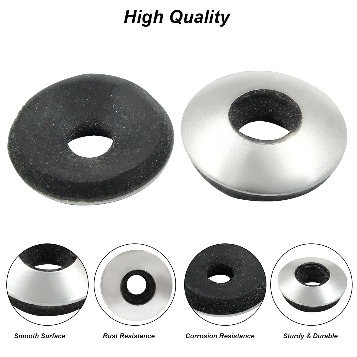150PCS Neoprene Washers, Stainless Steel Neoprene EPDM Bonded Sealing Washers Rubber Washers Gasket M4.2X12Mm M4.8X14Mm M5.5X16Mm for Industrial Machinery Residential Commercial Constructions (Silver)
