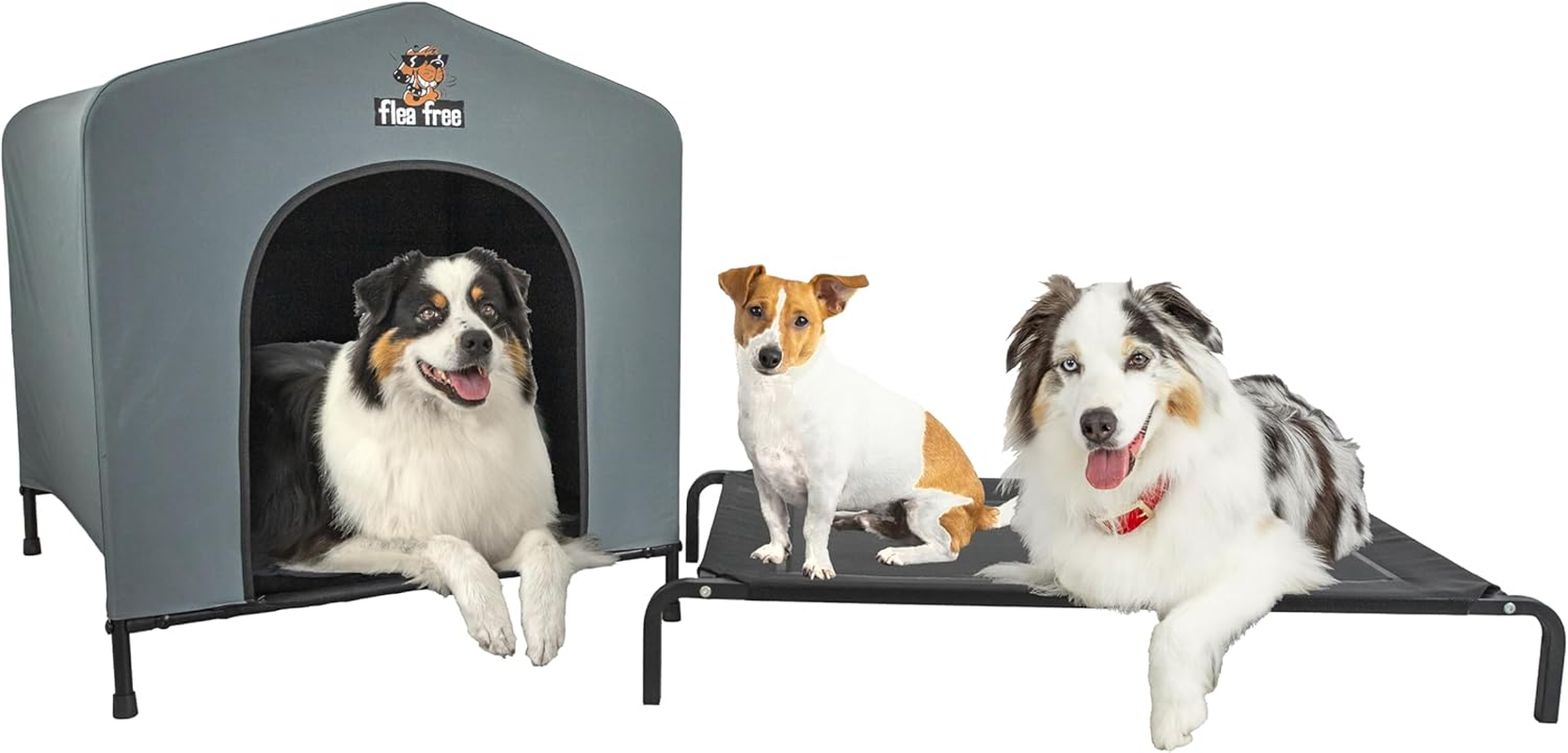 Flea Free Dog House/Kennel/Medium 63X58X53Cm / Grey/Includes Removable Mattress/The Original Fleafree Brand