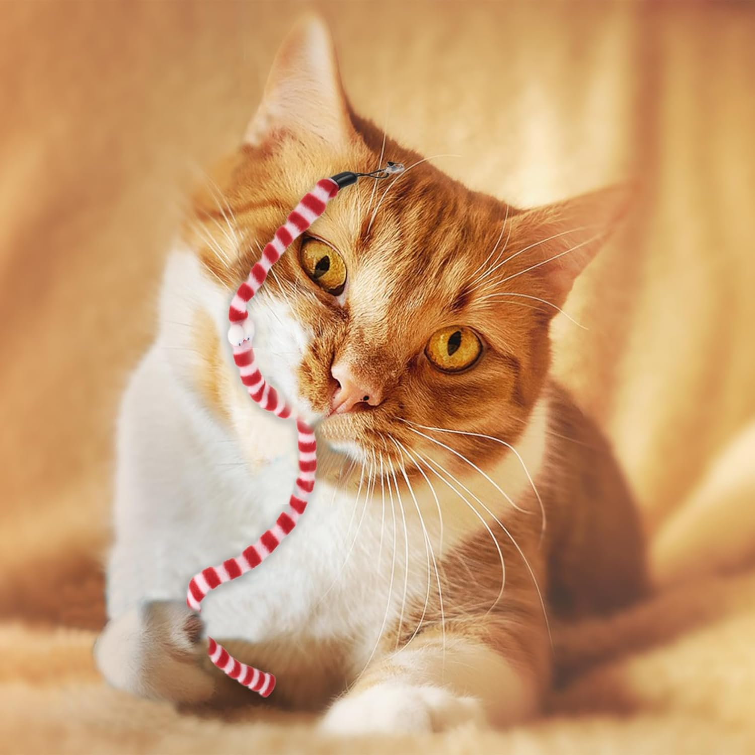 CAPASTEC Snake Shape Cat Wand Replacement for Pet Interactive, Red White image number 1