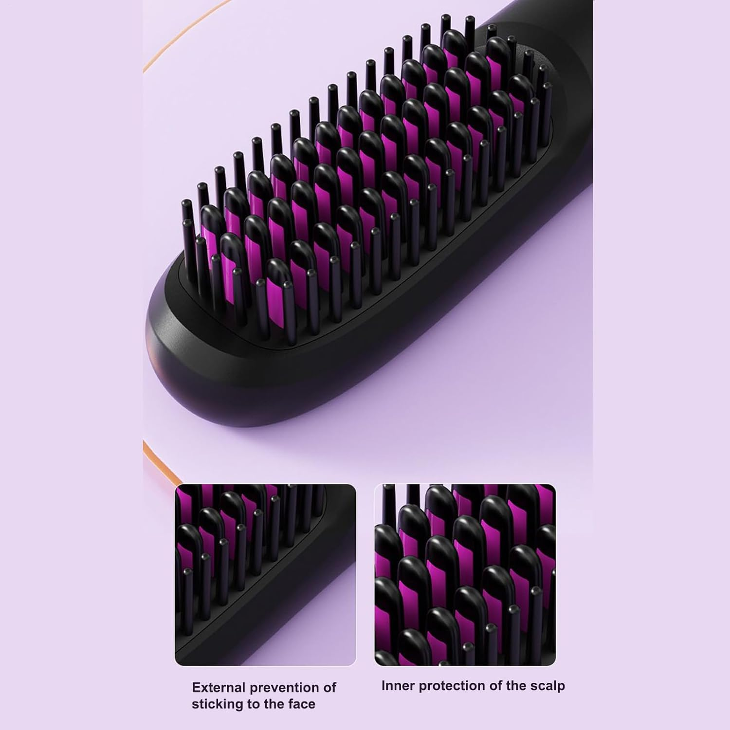 Gkgwuxf Straightening Comb,Cordless Brush Straightener for Women - Rechargeable Heated Styling Appliances with LCD Display for Morning Routine Travel Home Salon Trip image number 4