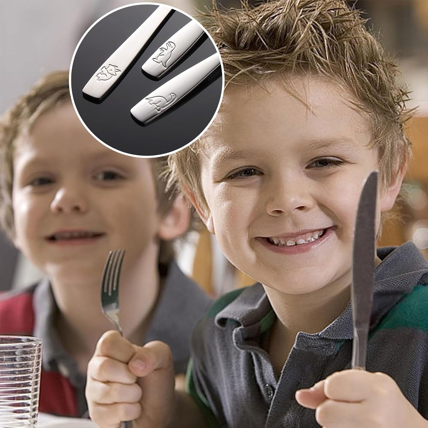 15Pcs Kids Toddler Cutlery Set, Stainless Steel Kids Fork Spoon and Cutter Set, Baby Knife Spoon, Kids Flatware Set Dishwasher Safe for Children Toddler image number 1