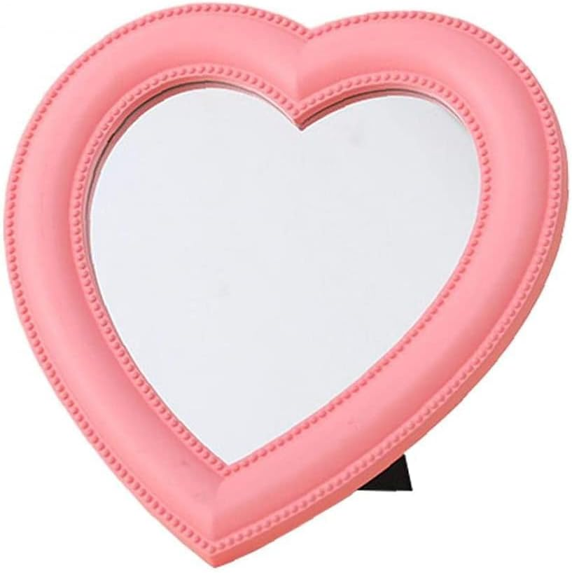 Heart Mirror | Heart Makeup Mirror ，Tabletop Vanity Mirror | Wall Desk Makeup Mirror | Bathroom Bedroom Vanity Mirror,7 Inches (Pink, Heart) image number 5