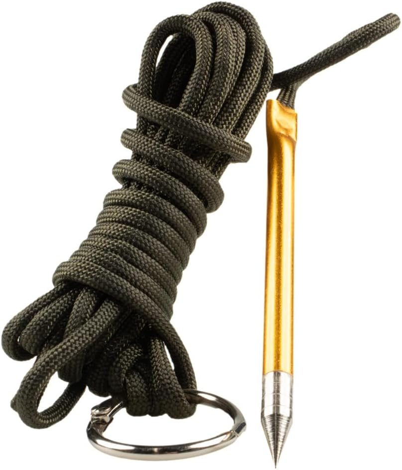 10 Foot 550Lb Paracord Fishing Stringer Fish Holder with Metal Threading Needle and 1 Inch Split Ring image number 1