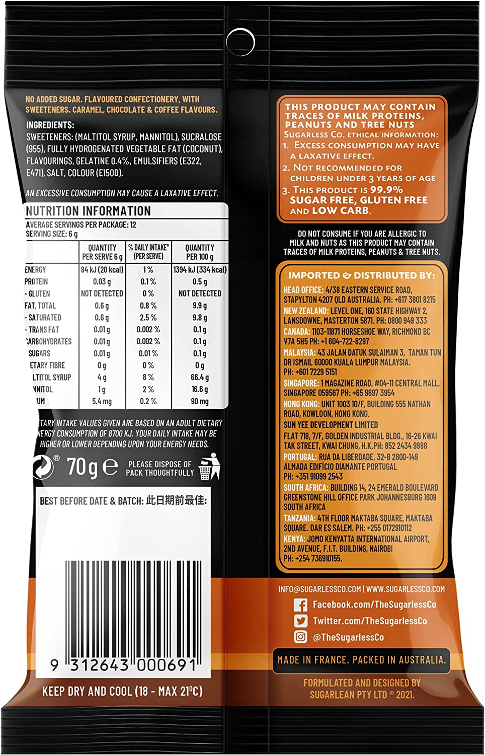 Sugarless Confectionery Caramel Mix Chews 70 G image number 4