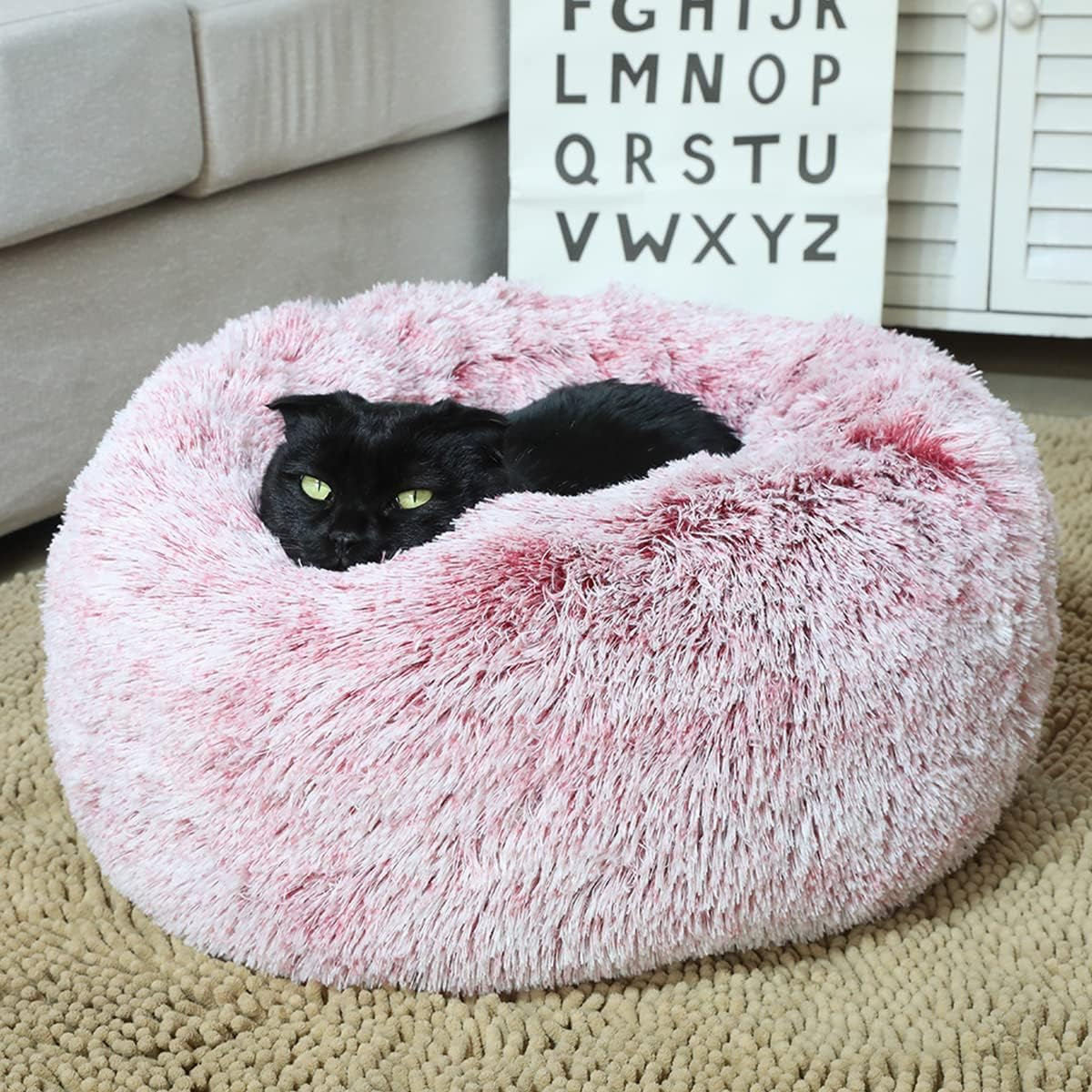 Calming Dog Bed & Cat Bed, Anti-Anxiety Donut Dog Cuddler Bed, Warming Cozy Soft Dog round Bed,For Small Medium Dogs and Cats43In image number 4