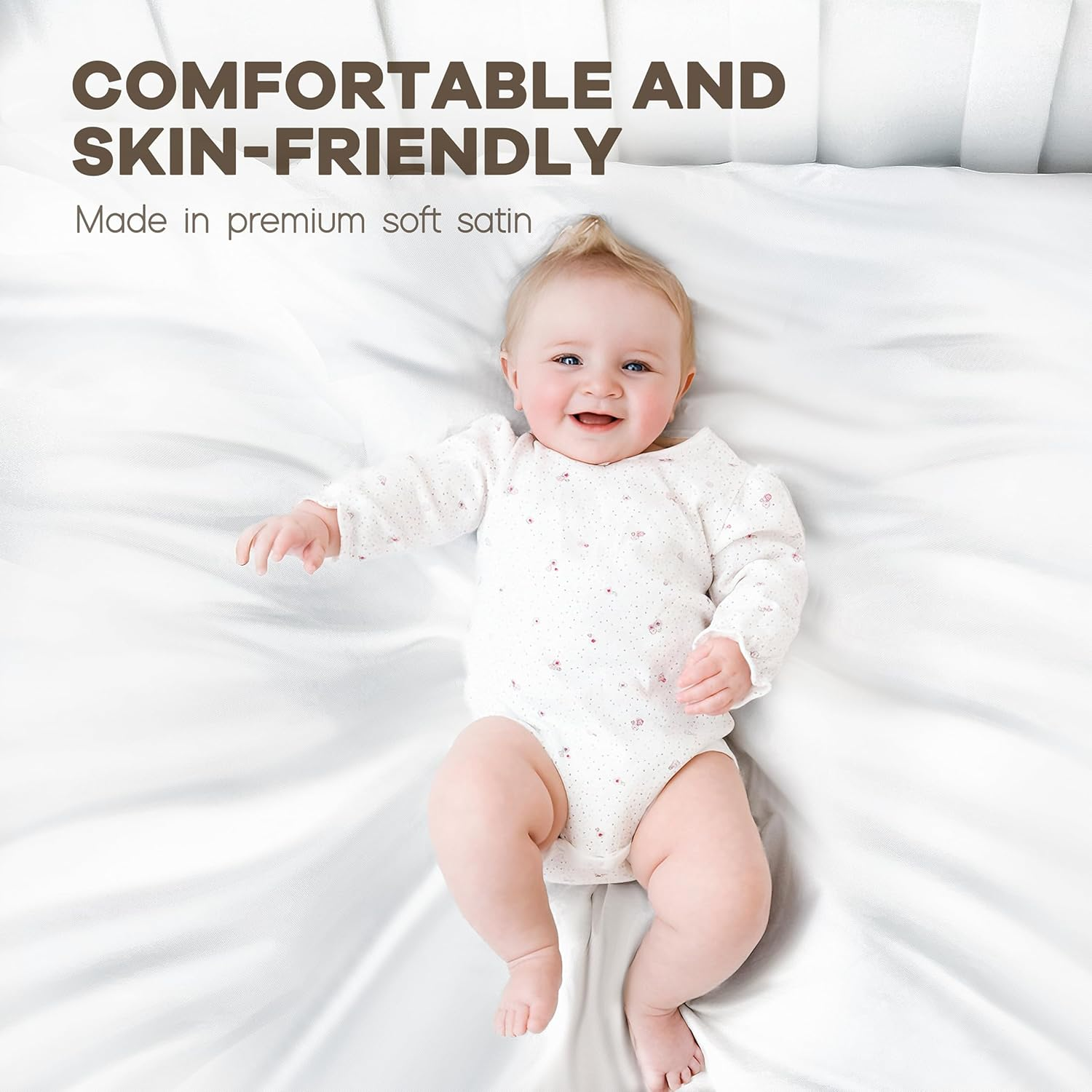 Pro Goleem 2 Pack Satin Soft Crib Sheet Silky Baby Mattress Sheet White and Gray Unisex 52&rsquo;&rsquo;X28&rsquo;&rsquo;X8&rsquo;&rsquo; Fitted Sheet image number 2