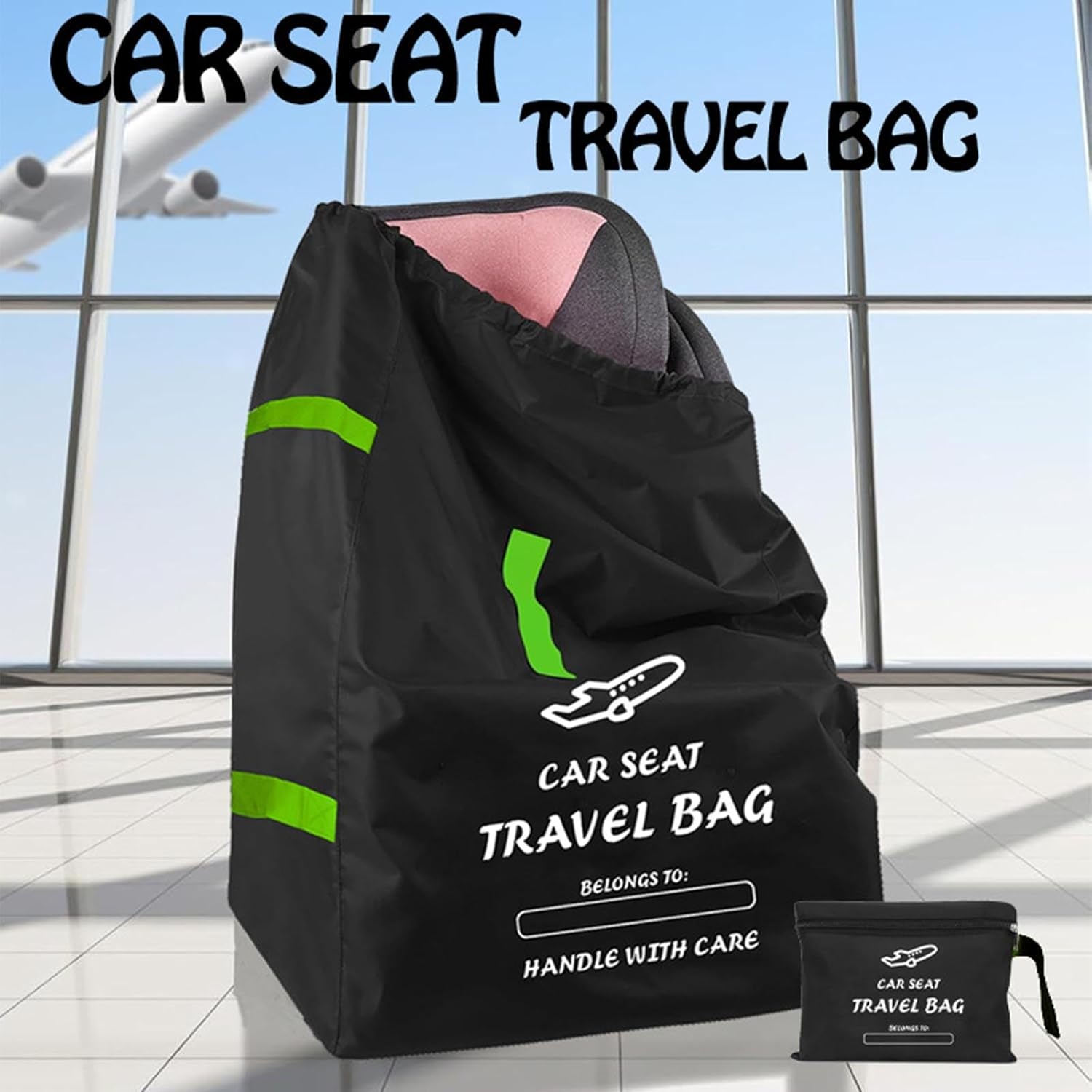 Car Seat Bags for Air Travel - Durable Baby Carseat Cover for Airplane Travel - Padded Car Seat Travel Bag for Airplane & Stroller Bag for Airplane, Gate Check Bag for Air Travel image number 5