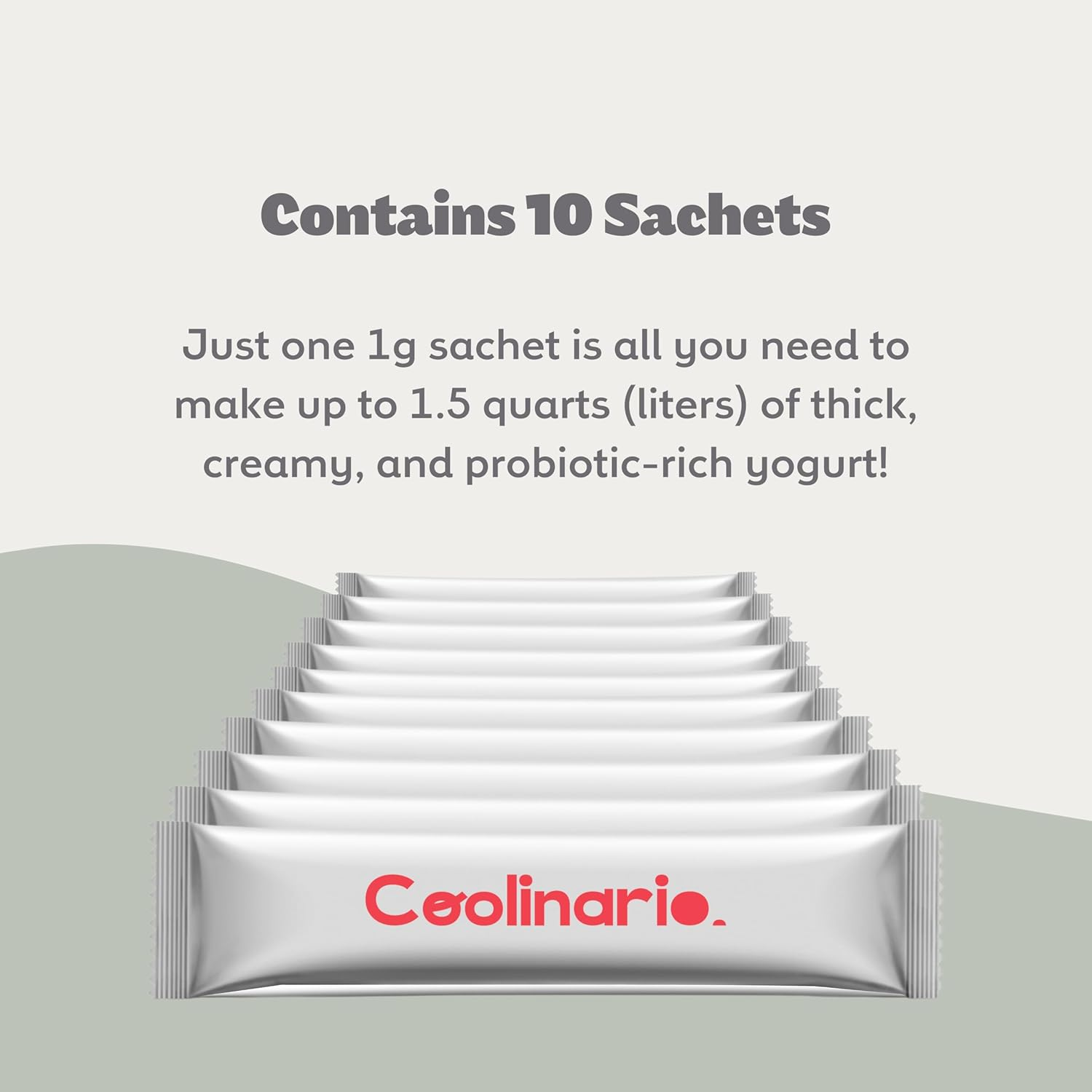 Coolinario Yogurt Starter Culture (10-Pack, 1G Sachets) Live Cultures for Homemade Yogurt | Creamy, Thick & Delicious | Regular or Greek Yogurt | Non-Gmo, No Preservatives, Gluten Free, Halal & Kosher image number 5