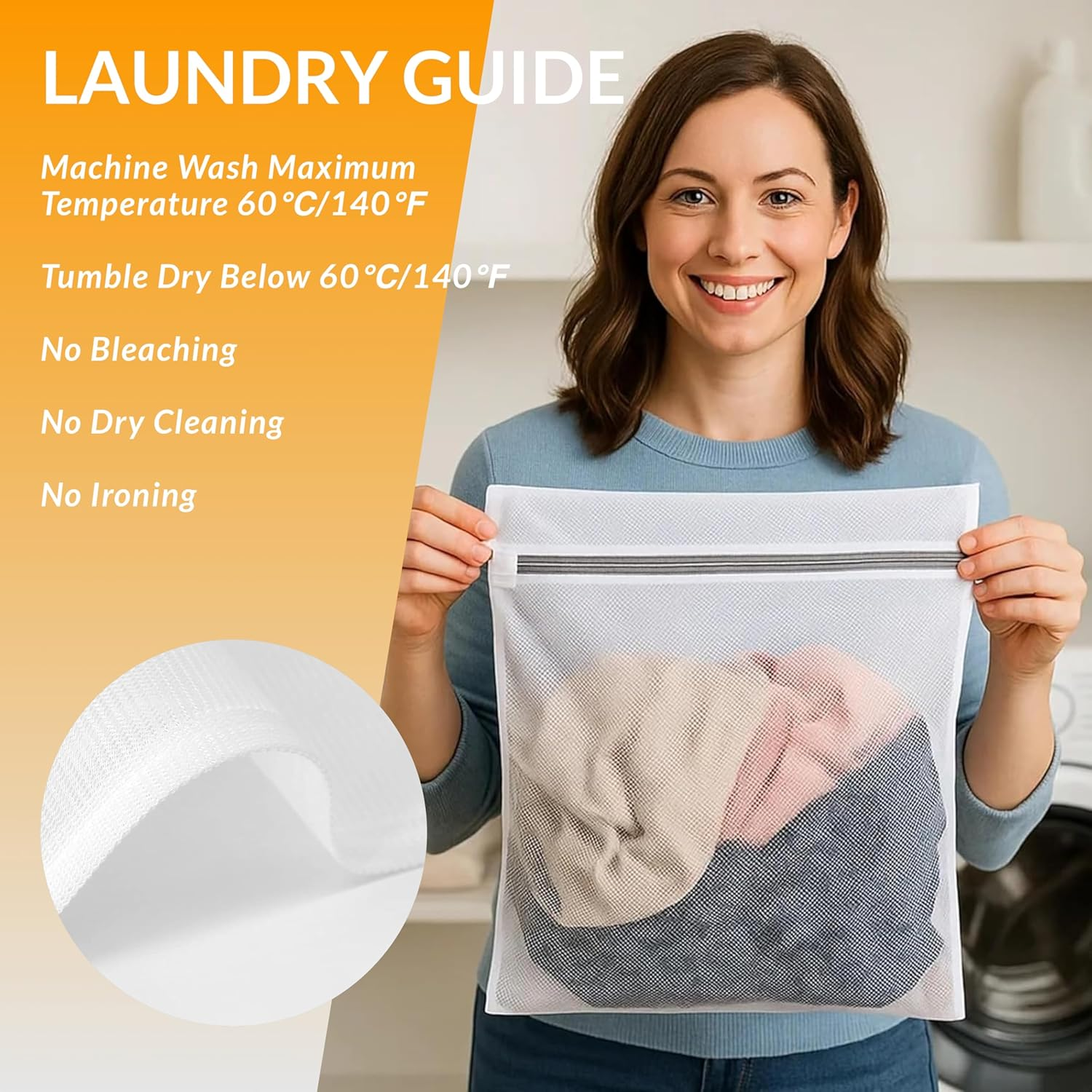 Hormes 4PCS Laundry Bags for Delicates, Mesh Washing Bags 40X30Cm Medium Size, Durable Wash Bags for Clothing Laundry & Delicates Wash Bag, Zippered Clothes Protection Bag for Washing Machine & Travel image number 5