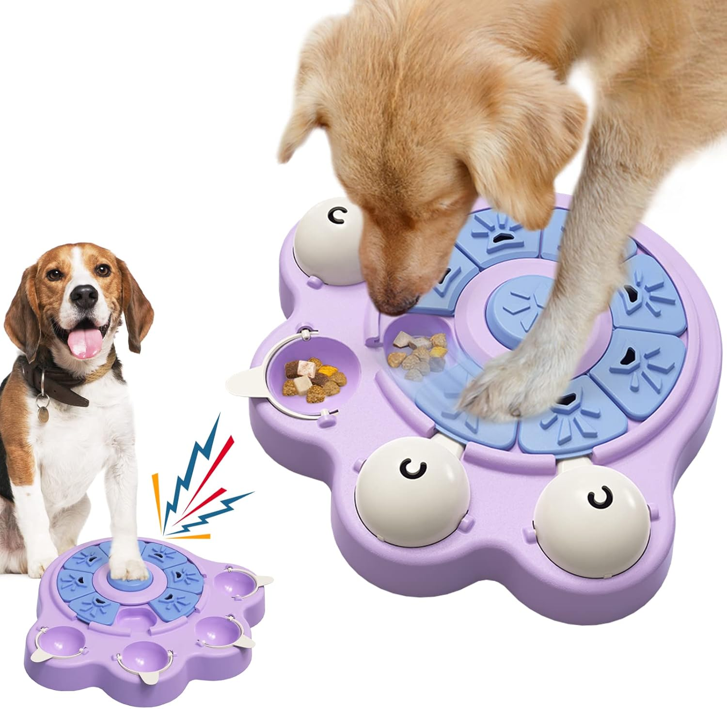 Miryoku Dog Puzzle Toys,Dog Puzzles for Smart Dogs,Pets Interactive Toys for Smart Dogs to Brain Stimulation Slow Feeding Treat Dispener to Aid Digestion,Interactive Dog Toys Dog Games - Purple