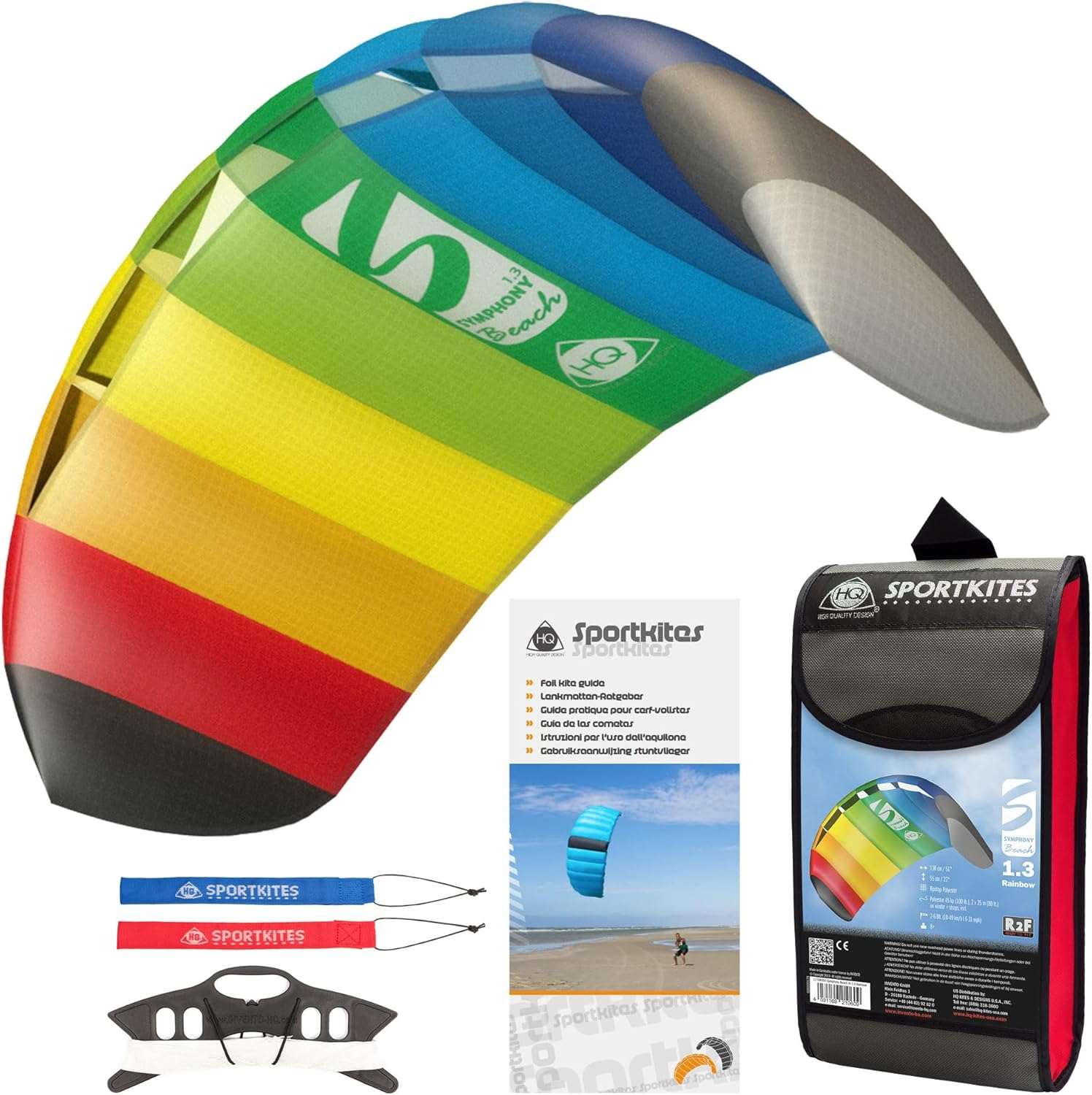 HQ Kites Symphony Beach III 1.3 Stunt Kite 51 Inch Dual - Line Sport Kite, Color: Rainbow - Active Outdoor Fun for Ages 8 and Up image number 4
