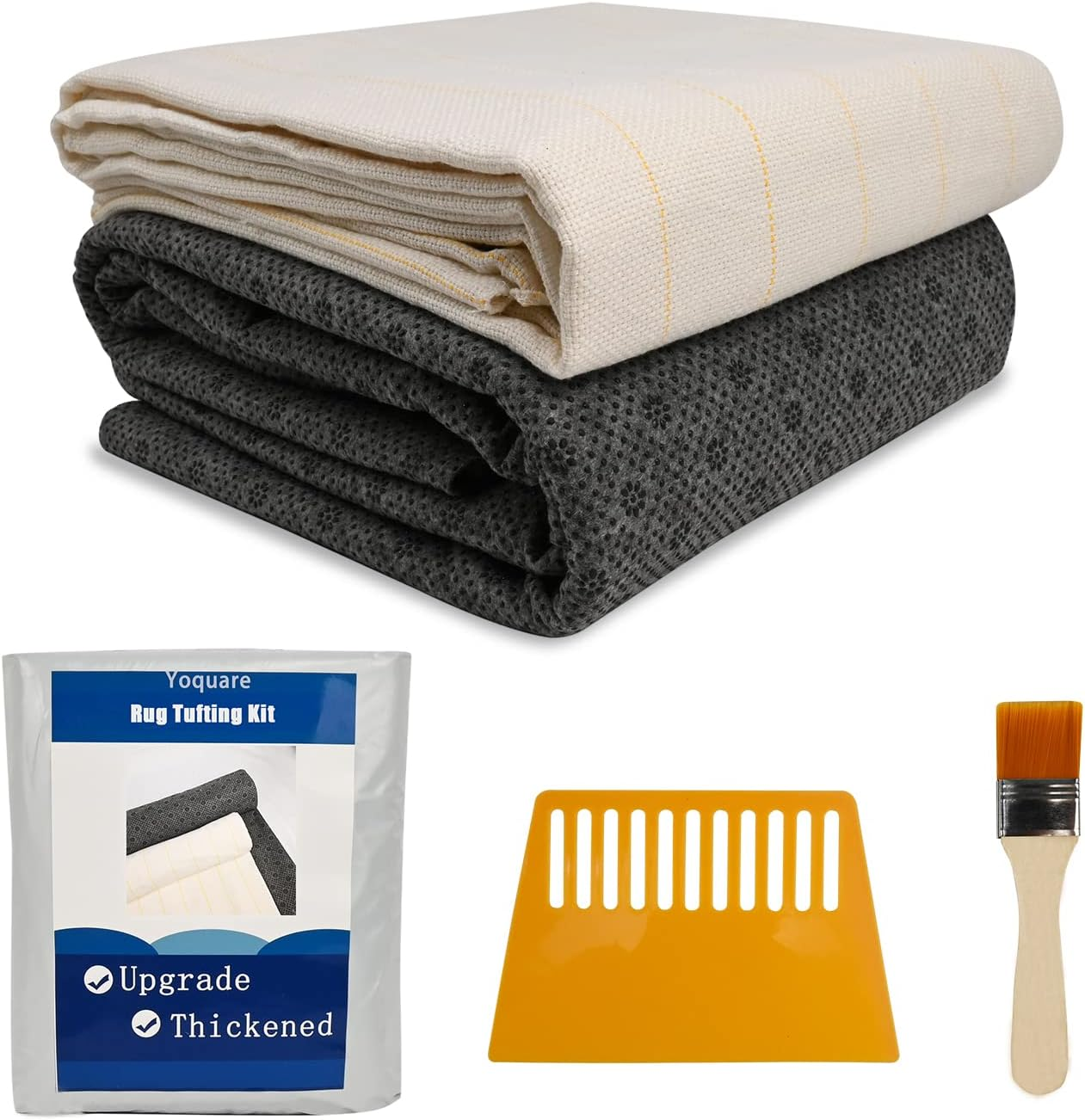 83''X39'' Primary Tufting Cloth with Marked Lines, 70.9''X31.5'' Tufting Rug Backing Fabric, Large Monk Cloth Kit,Rug Tufting Supplies,Rug Making Supplies White image number 3