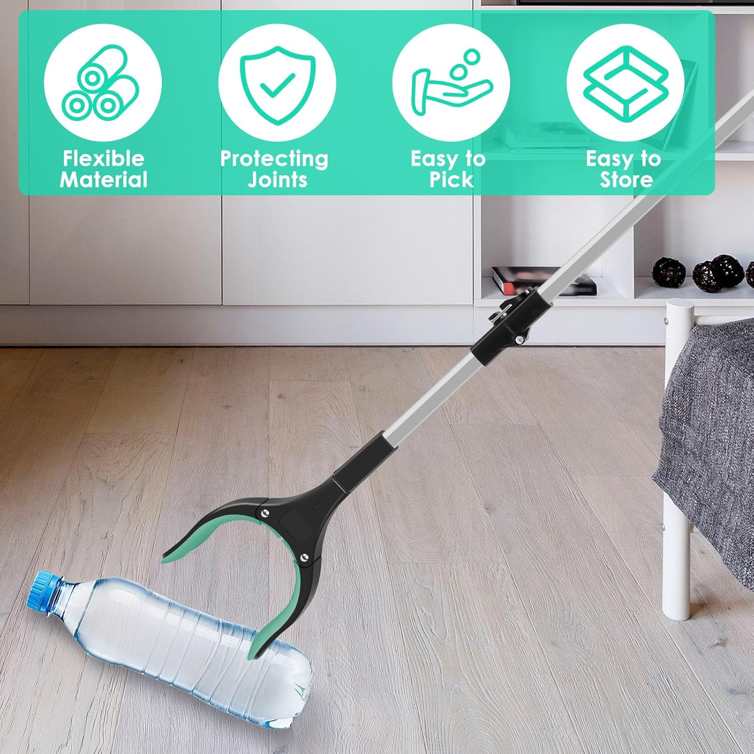 Litter Picker Grabber Stick Handy Helping Hand Grabber for Disabled Foldable Litter Grabber with Non-Slip Jaws Portable Grabber Pickup Tool Grabber Reaching Aid for Elderly Indoor Outdoor 43In Pouywh image number 2