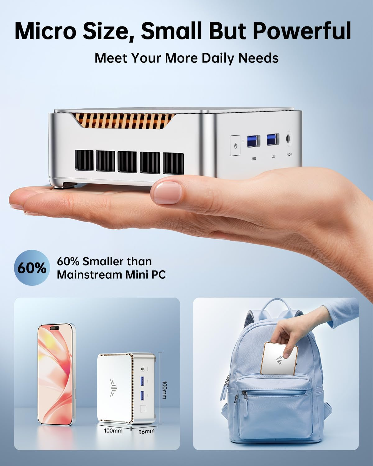 KAMRUI Mini PC E2 Mini Computer Alder Lake-N97(Up to 3.6Ghz,4C/4T) 8GB DDR4 256GB M.2 SSD Win11 Pro Micro Desktop Computer Mini Desktop PC Support 4K@60Hz,Hdmi,Wifi 5,BT4.2 image number 3
