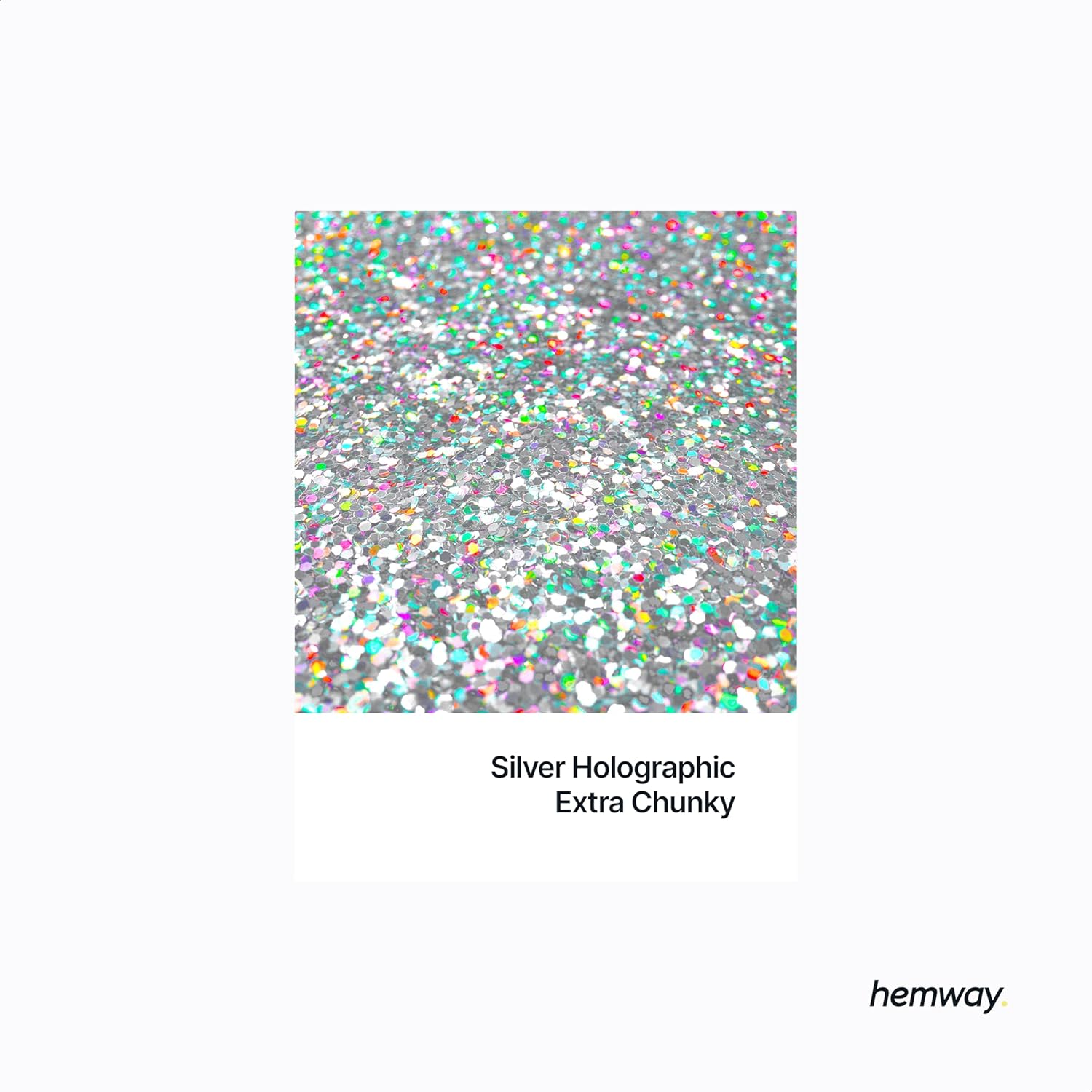 Hemway Eco Friendly Biodegradable Glitter 100G / 3.5Oz Bio Cosmetic Safe Sparkle for Face, Eyeshadow, Body, Hair, Nail, Festival Makeup - Extra Chunky (1/24" 0.040" 1Mm) - Silver Holographic