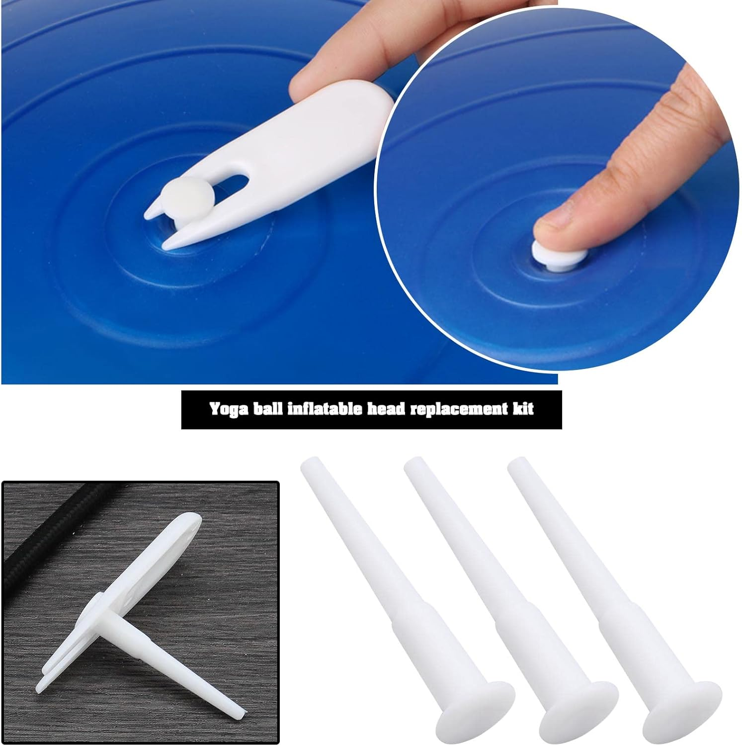 Ecsing 18PCS Exercise Ball Plug Replacement Kit with Needle Nozzle Hose Air Plug for Yoga Ball Inflatable Toy Inflatable Sofa Swimming Ring Balloon Fitness Ball image number 1