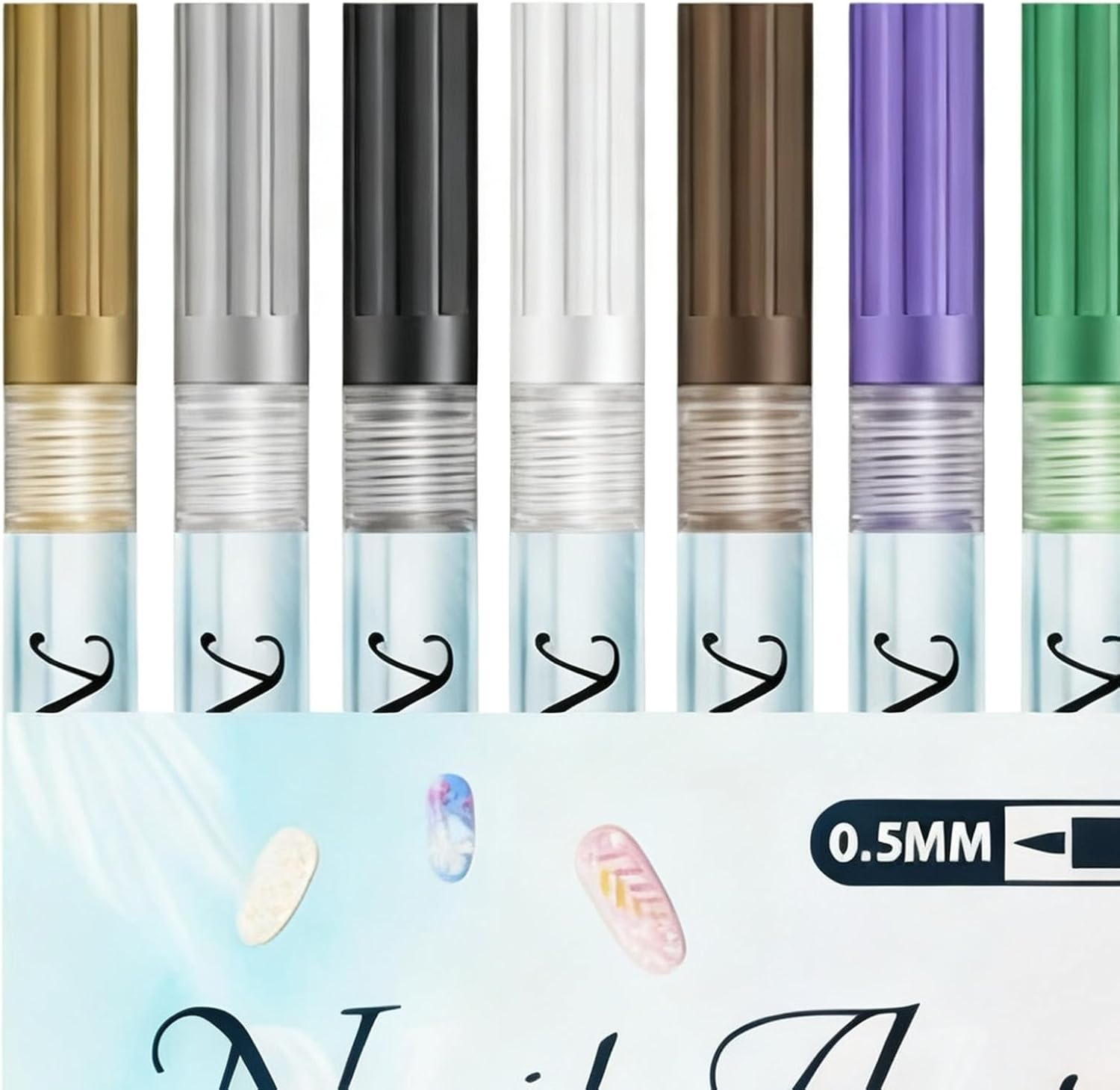 Nail Markers, 0.5Mm Portable Nails Tools,Doodle Pen Dotting Marker - for Manicure Decorating Lining Tracing