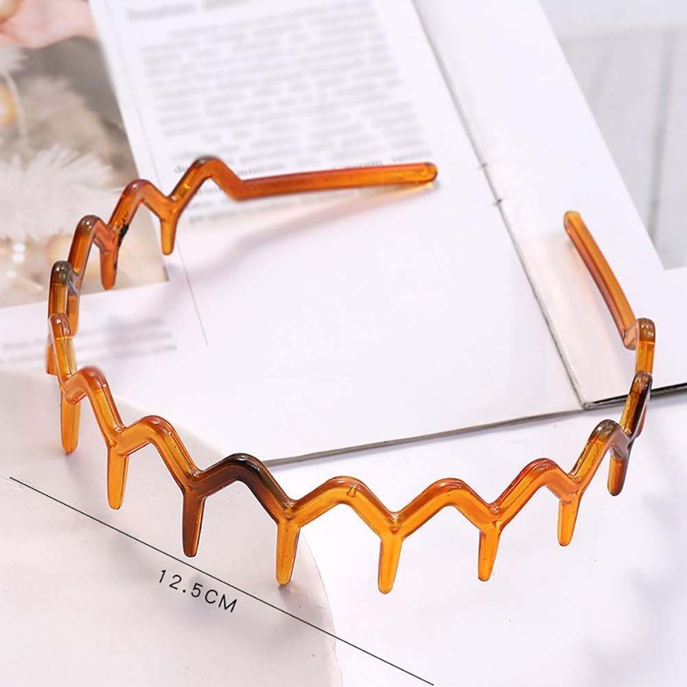JIHUOO 4 Pack Plastic Zigzag Headbands Wavy Tooth Comb Hair Band Teeth Hair Hoop Wave Hair Bands Non-Slip Hair Bands Sports Hair Band Effortless Hair Accessories for Women image number 4