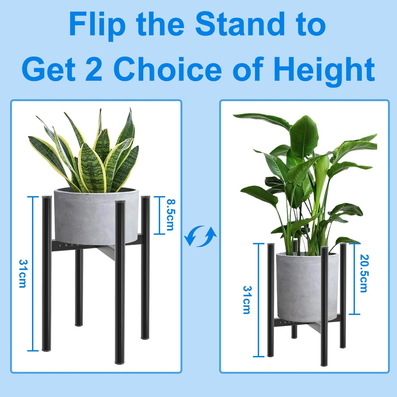 NOAEOU Adjustable Plant Stand Extends from 20Cm to 30 Cm, Floor Plant Stand, Small Telescopic Flower Pot Stand (Black) image number 4