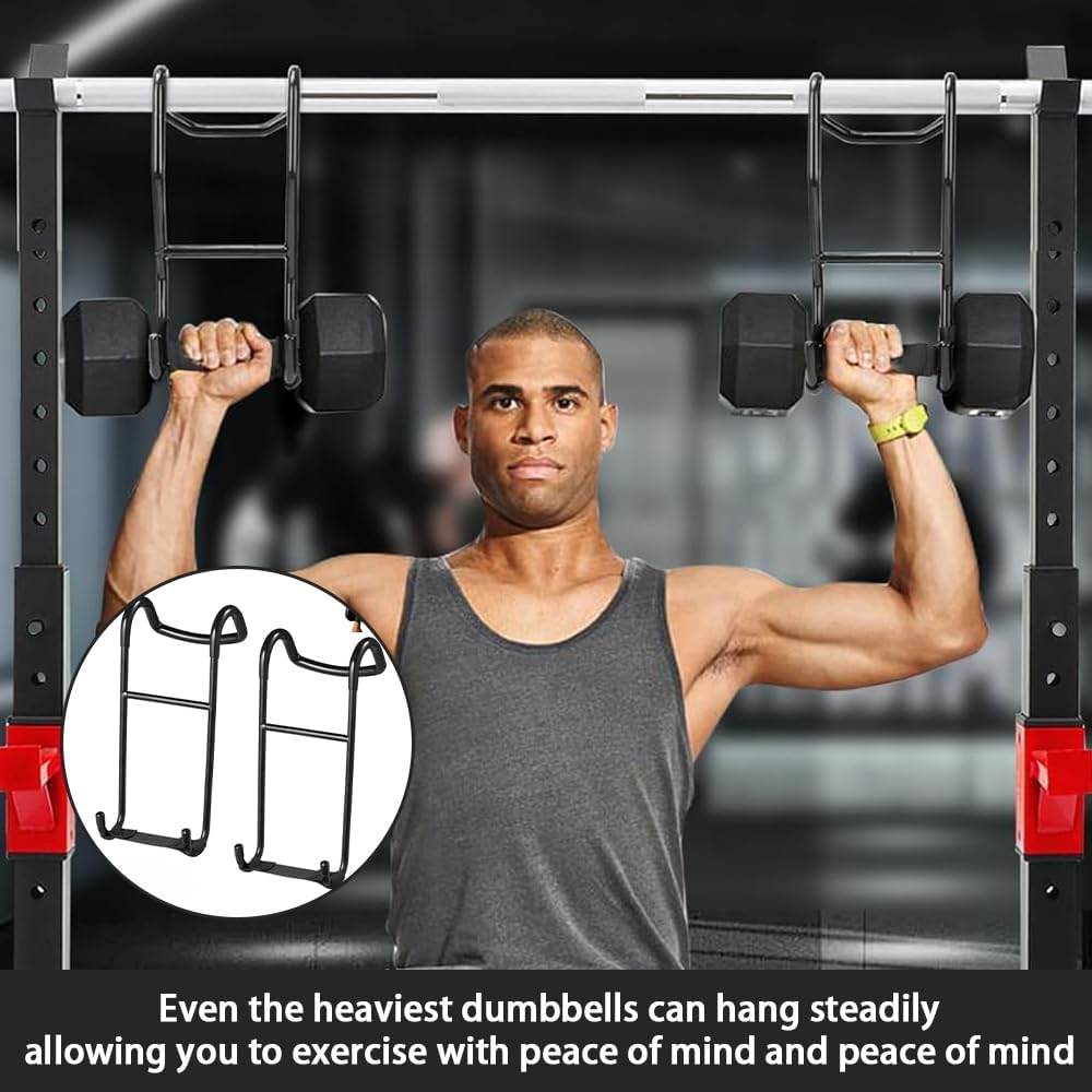 2PCS Dumbbell Spotter Hooks, Heavy Duty Dumbbells Rack Attachments, Hanger Barbell for Home Gym Exercise Dumbbell Spotter Hanger for Shoulder Bench Press image number 5
