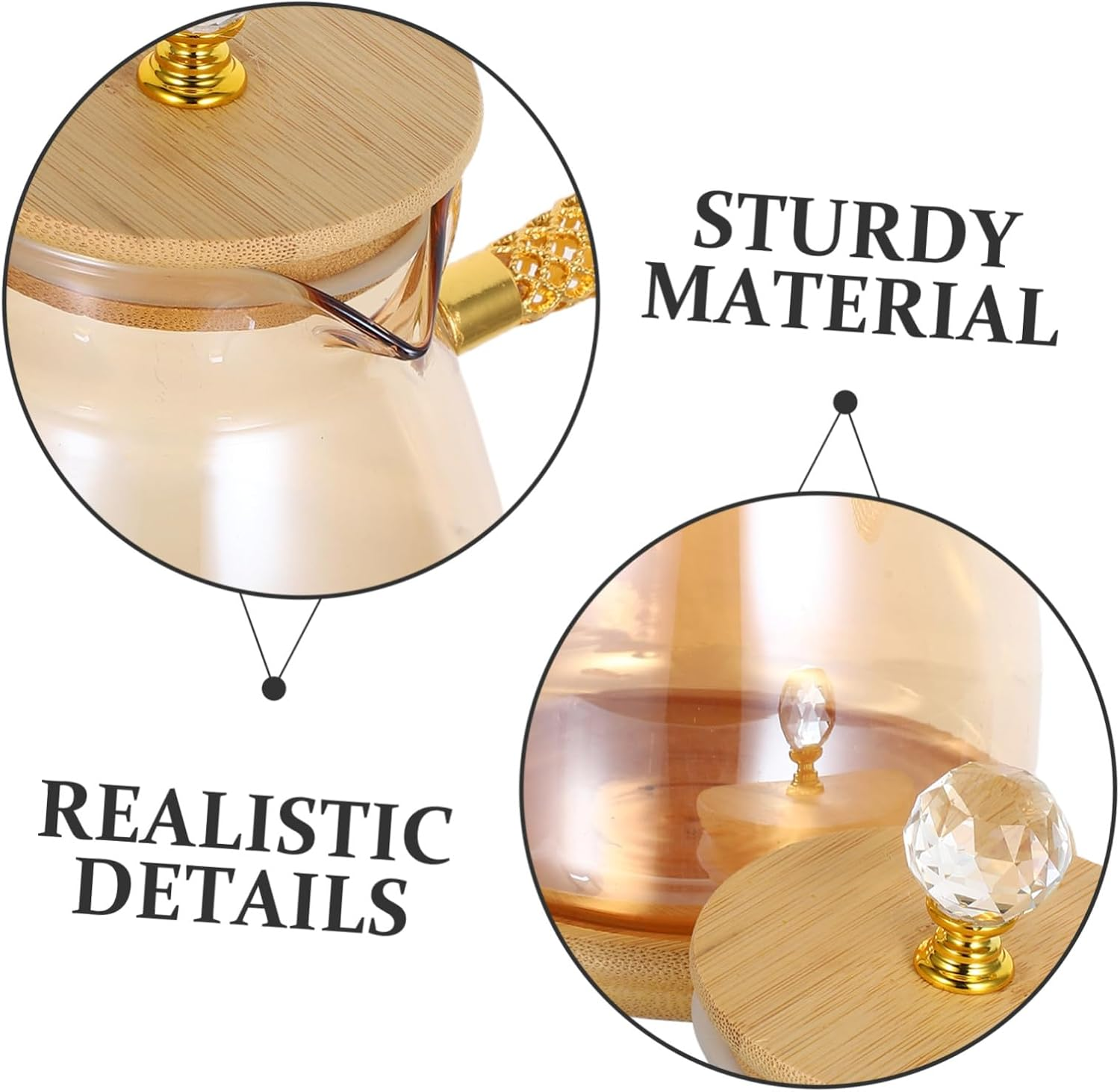 HOLIDYOYO Turkish Coffee Pot Glass Teapot with Long Heat-Resistant Handle for Manual Brewing Stovetop Espresso Maker and Loose Leaf Tea Elegant Gold Finish for Home and Office Use