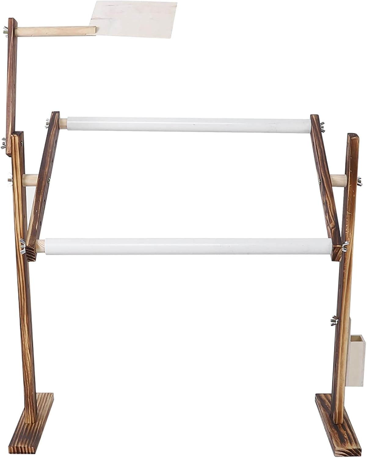 Round Stitch Frame Antique Wood Embroidery Stand Rack Height Sewing Craft Accessory image number 1