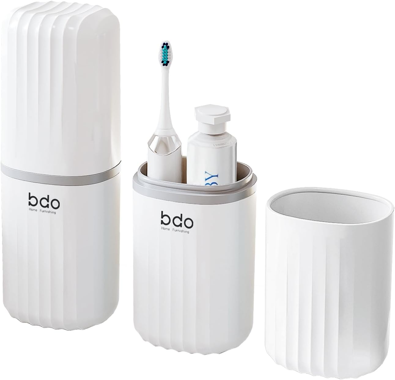 Toothbrush Travel Case, 2 in 1 Toothbrush Holder and Rinse Cup, Large Capacity Toothbrush Cup with Cover, Portable Travel Toothbrush Holder for Traveling, Camping, Trip - 1Pcs - Clear