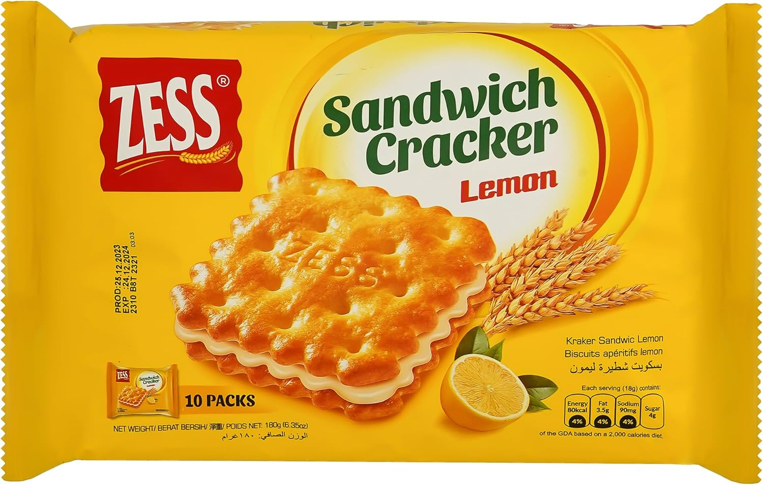 Zess Lemon Sandwich Cracker, 180 G image number 6