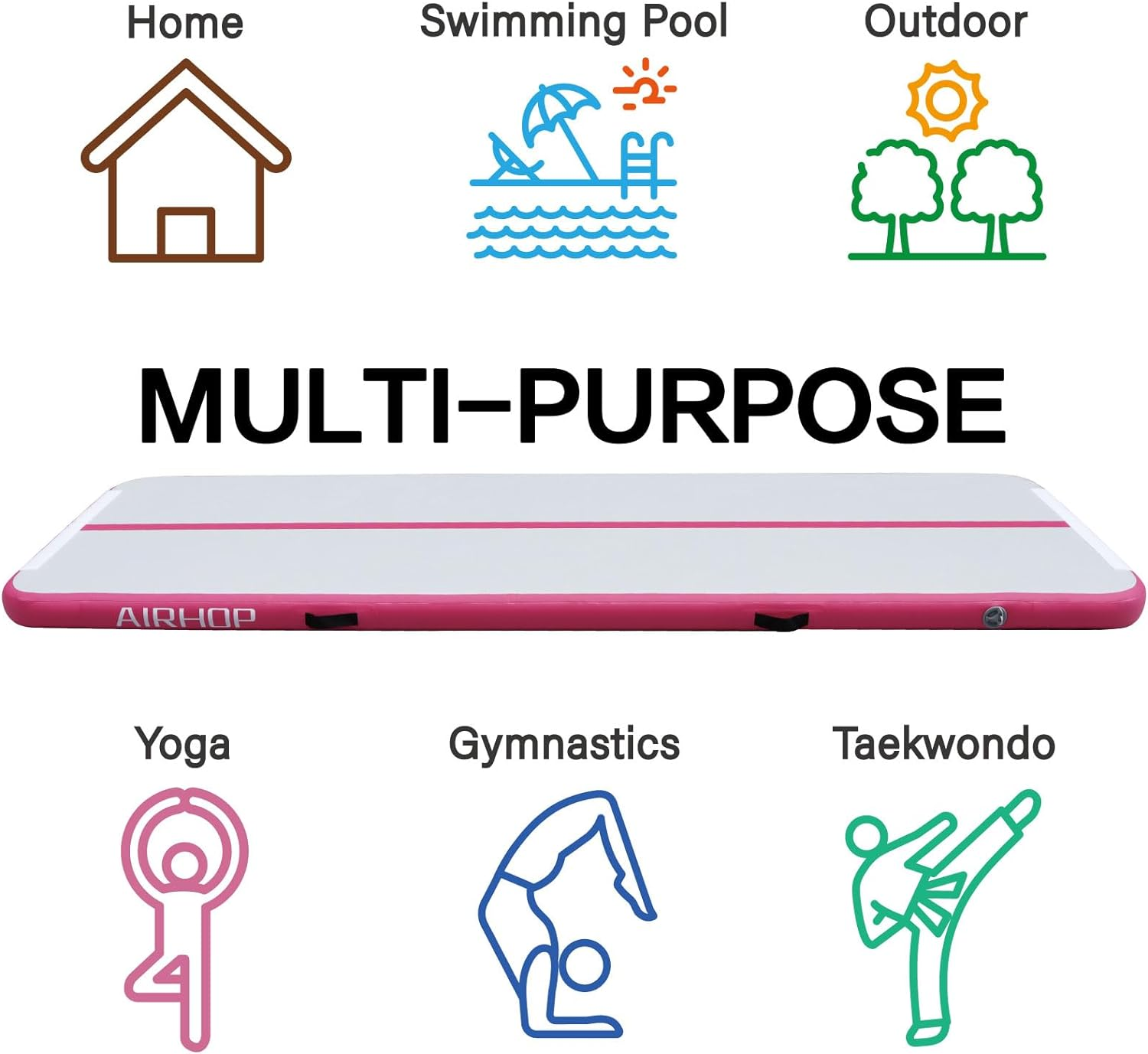 Gymnastics Tumbling Mat 10/20Cm Thick, 3M/4M/5M/6M Air Track Tumble Inflatable Training Mats for Kids Home Use, Gym, Cheerleading with Electric Pump image number 5