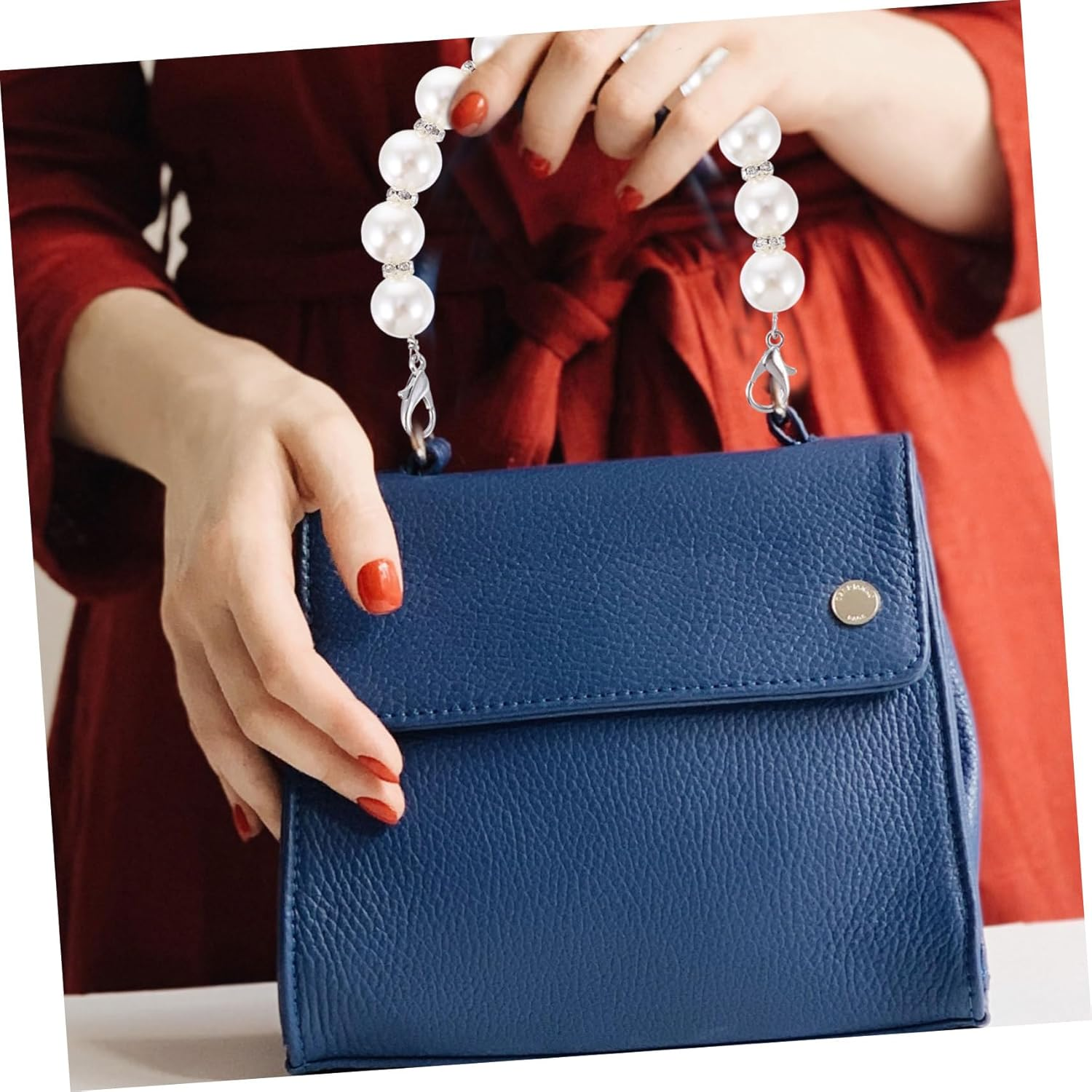 HAPINARY Fashionable Metal Pearl Chain Bag Strap Luggage Strap DIY Purse Chain Replacement for Old Broken image number 4