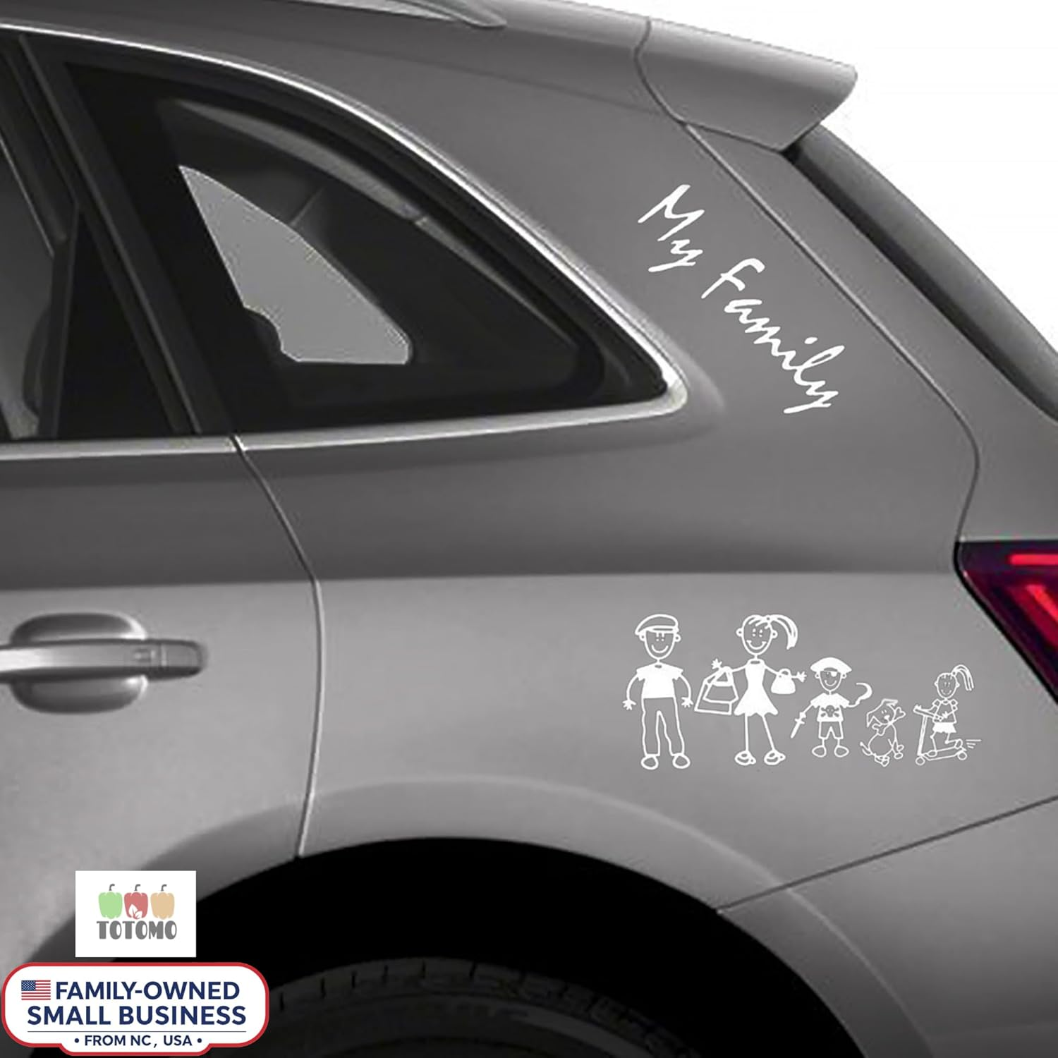 TOTOMO 48 Stick Figure My Family Car Stickers with Pet Dog Cat Fish Rabbit Bird Family Car Decal Sticker for Windows Bumper image number 5