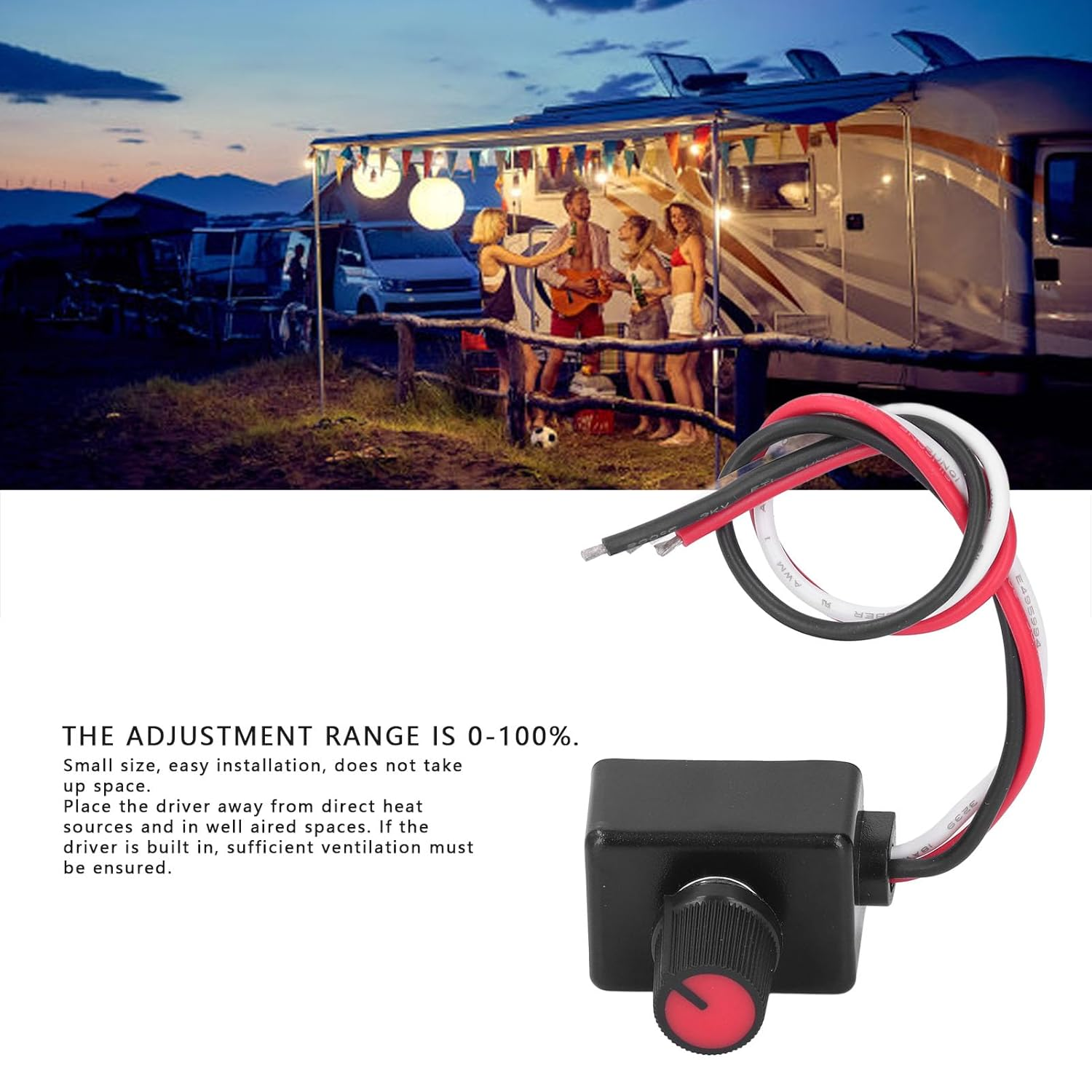 12V Light Dimmer,12 24V Dimmer Switch RV Boat Dimmer Switch,Easy to Install Side PWM Dimming Switch,For RV Cruise Boat Interior Decoration Lighting image number 6