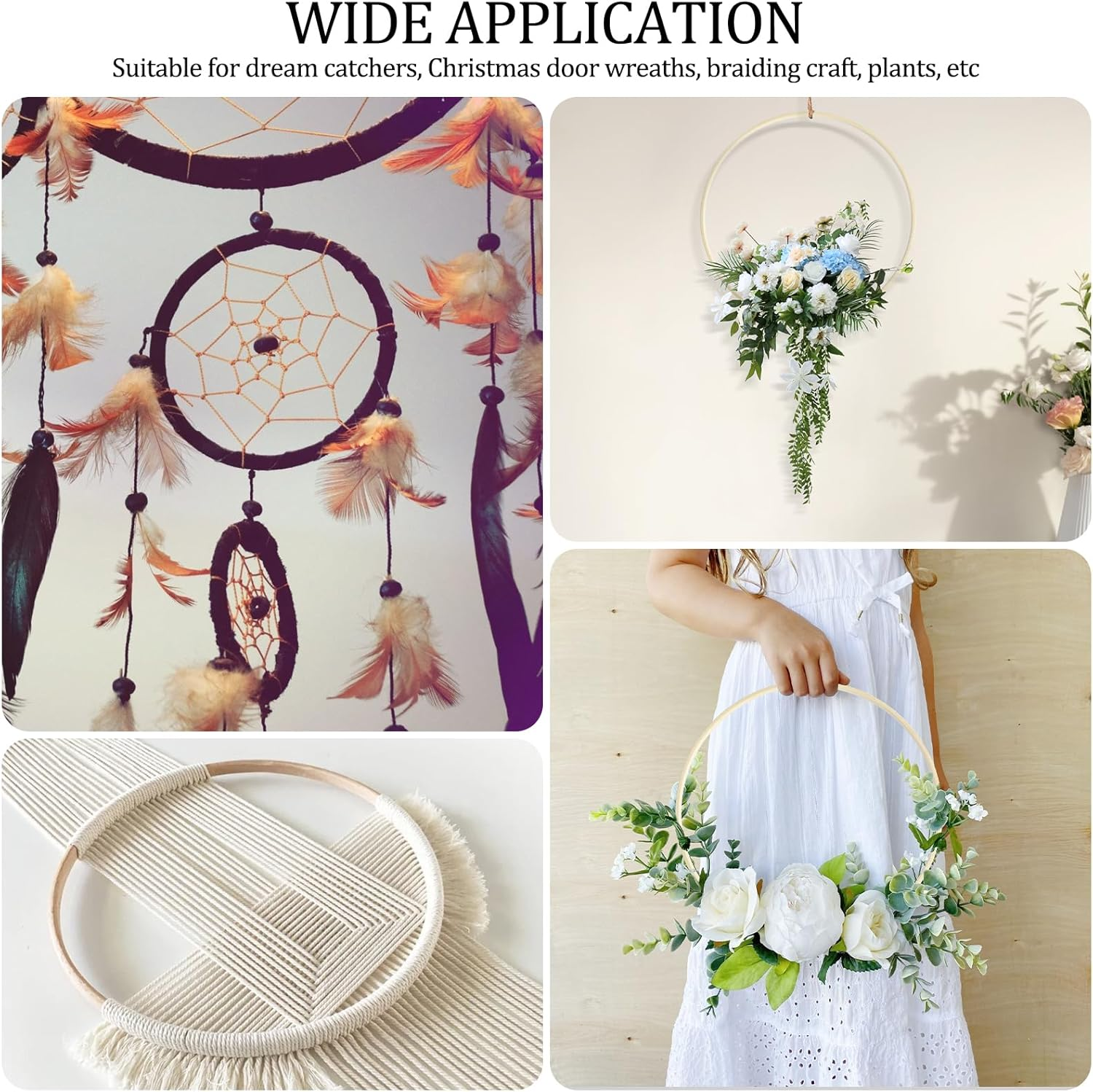 18Pcs Bamboo Hoop Set,Craft Hoop Rings for DIY Wedding Wreath,Dream Catcher Rings,Rings Supplies for Crafts,Bamboo Floral Hoop,Diy Bamboo Rings for Wedding Wreath Decor Dream Catcher image number 6